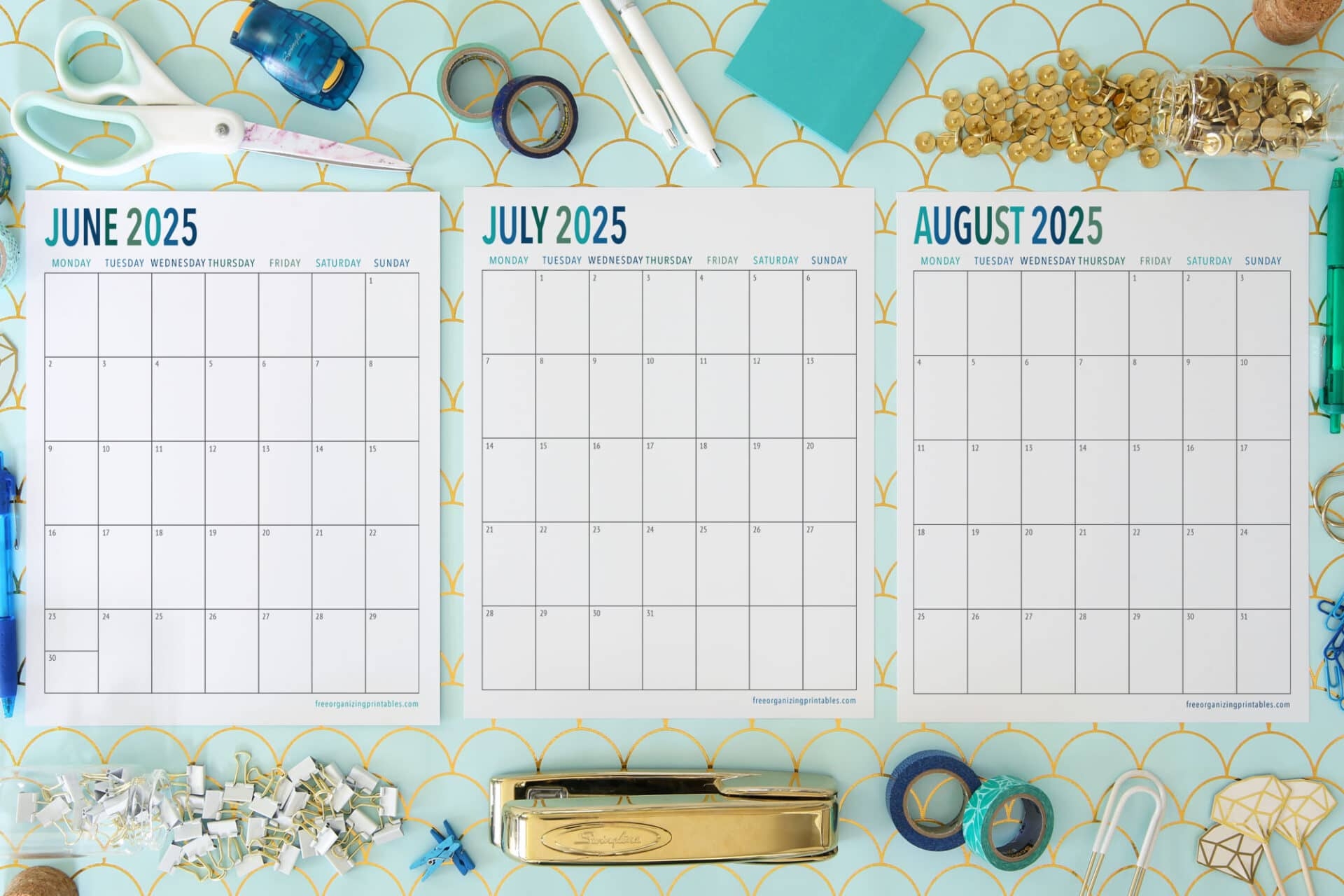 July August Printable Calendar