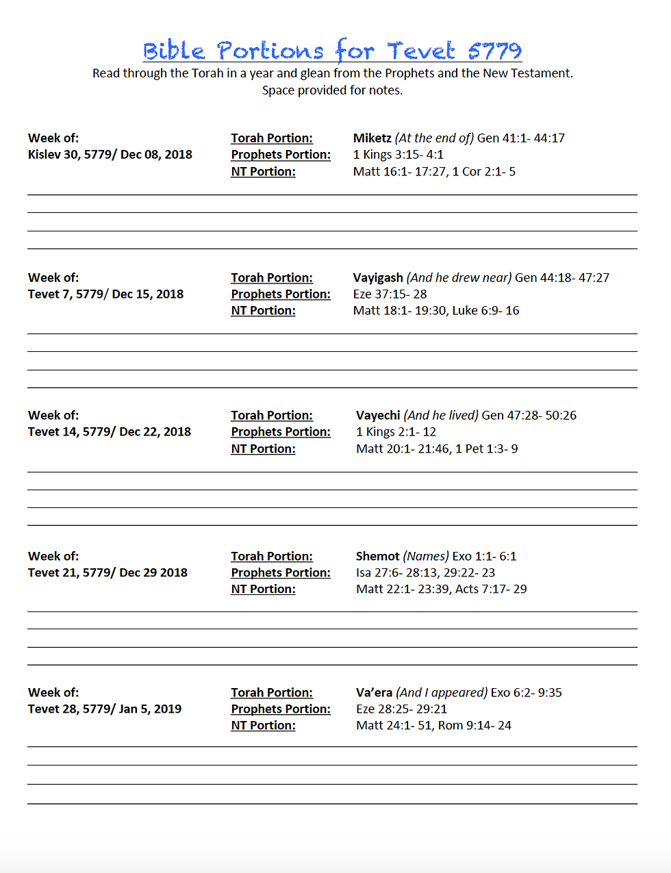 Yearly Calendar 5779 Free Printable