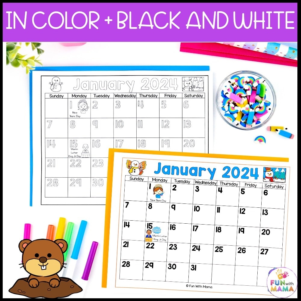Free Printable Calendar For Kindergarten