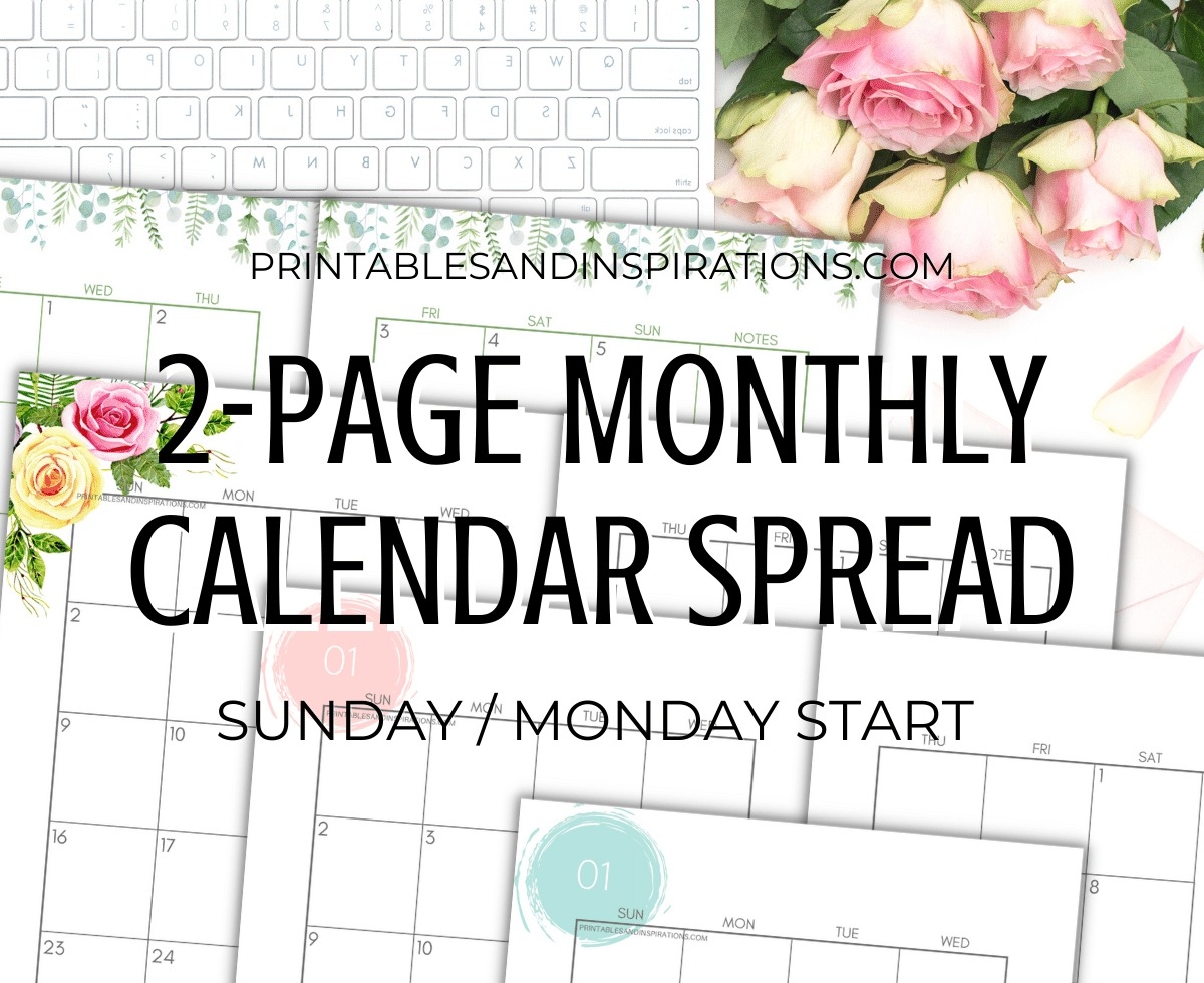 Printable Monthly Calendar 2025 2 Pages