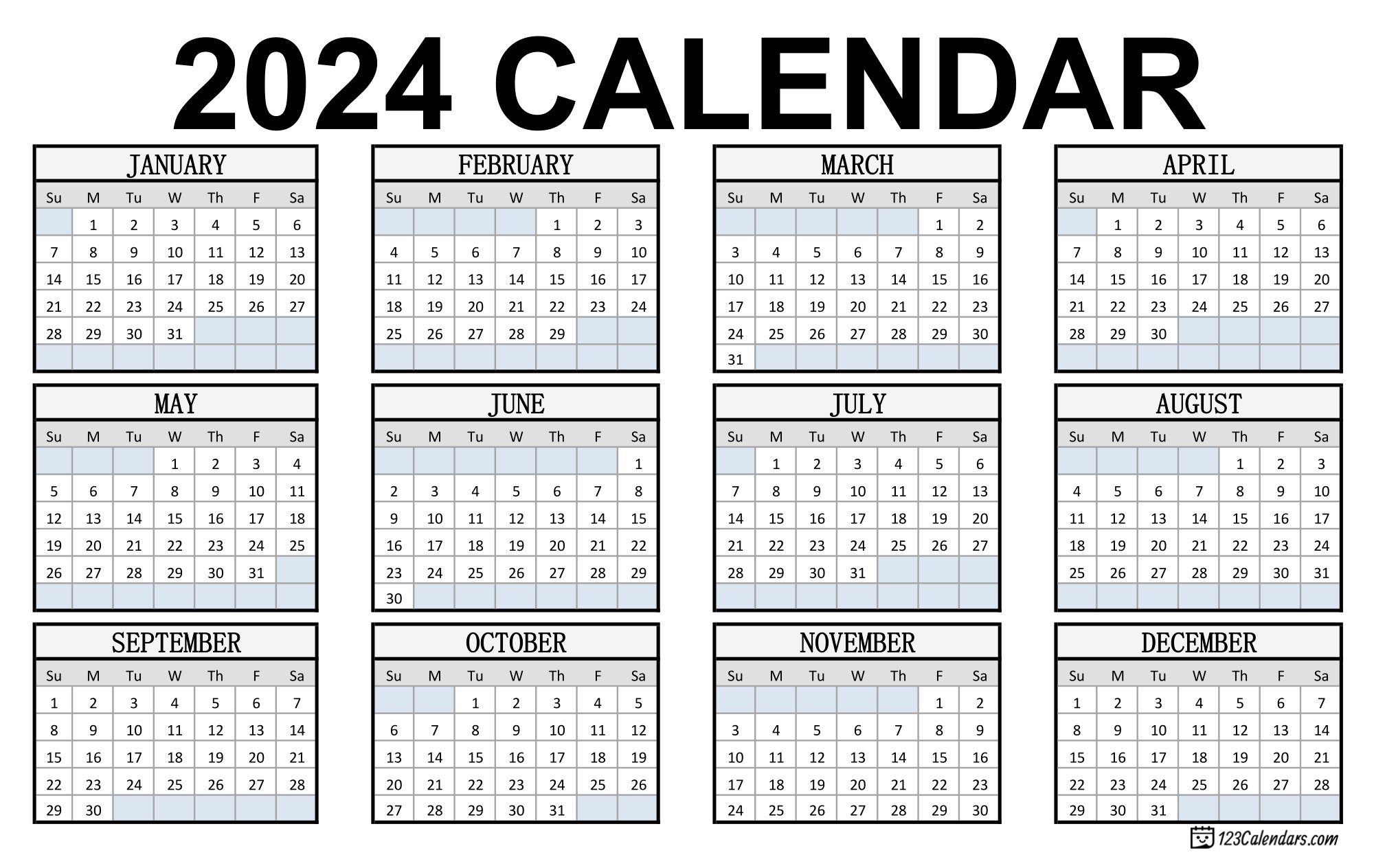 2024 Calendar Monthly Yearly Printable Calendars