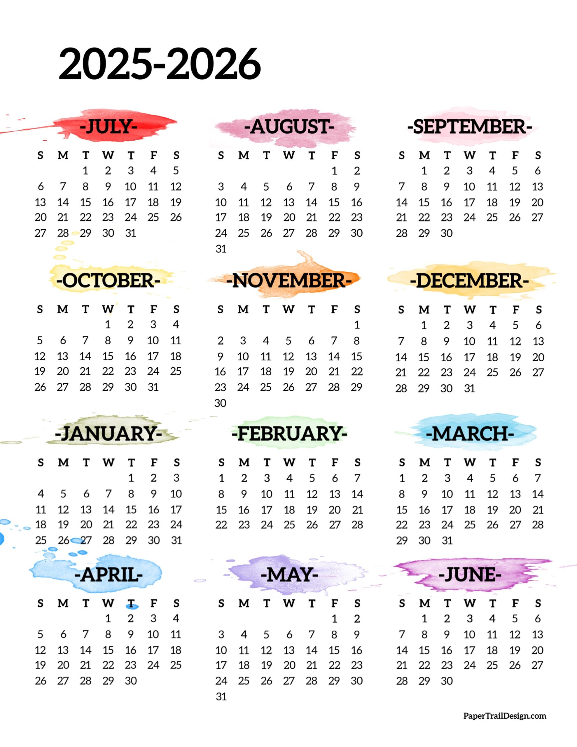 June And July 2026 Calendar Printable