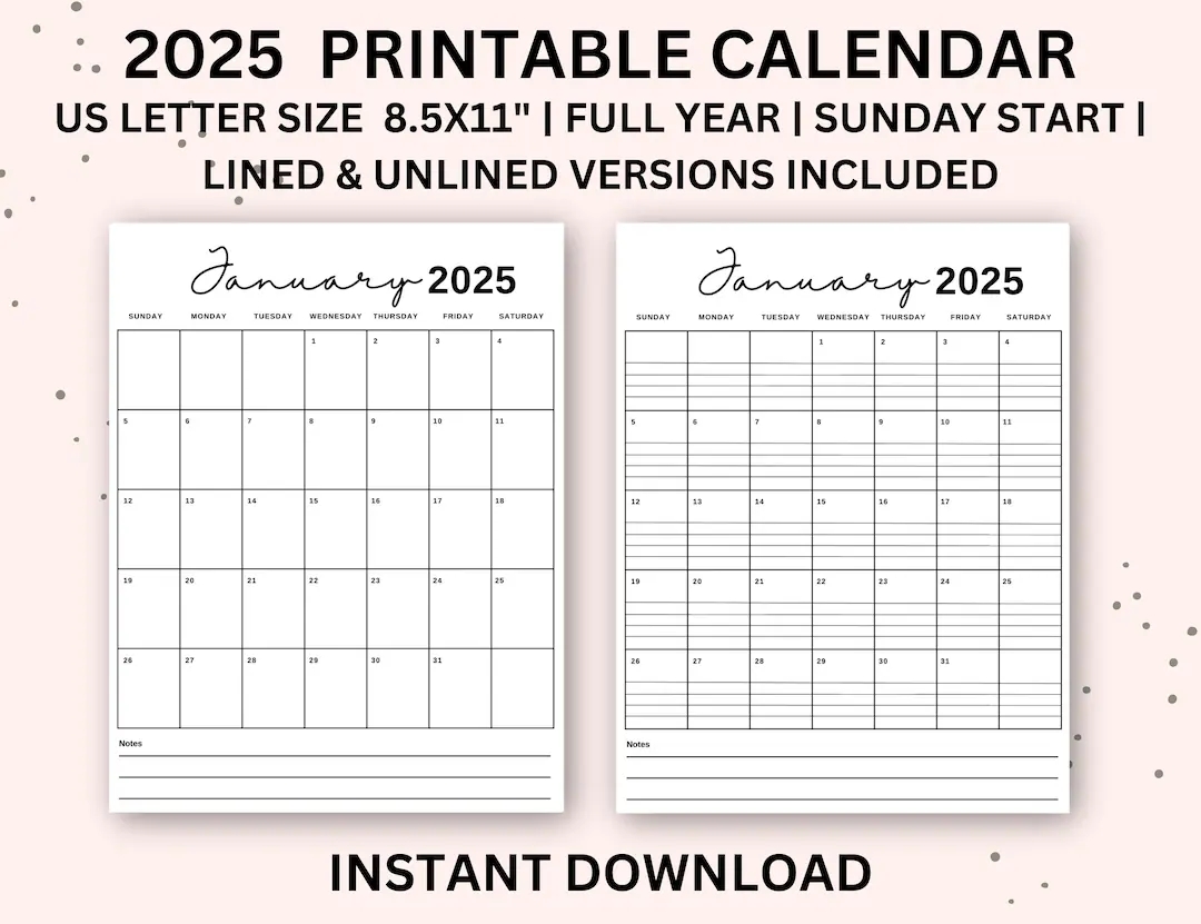 Printable Calendar 45 X 8 Portrait