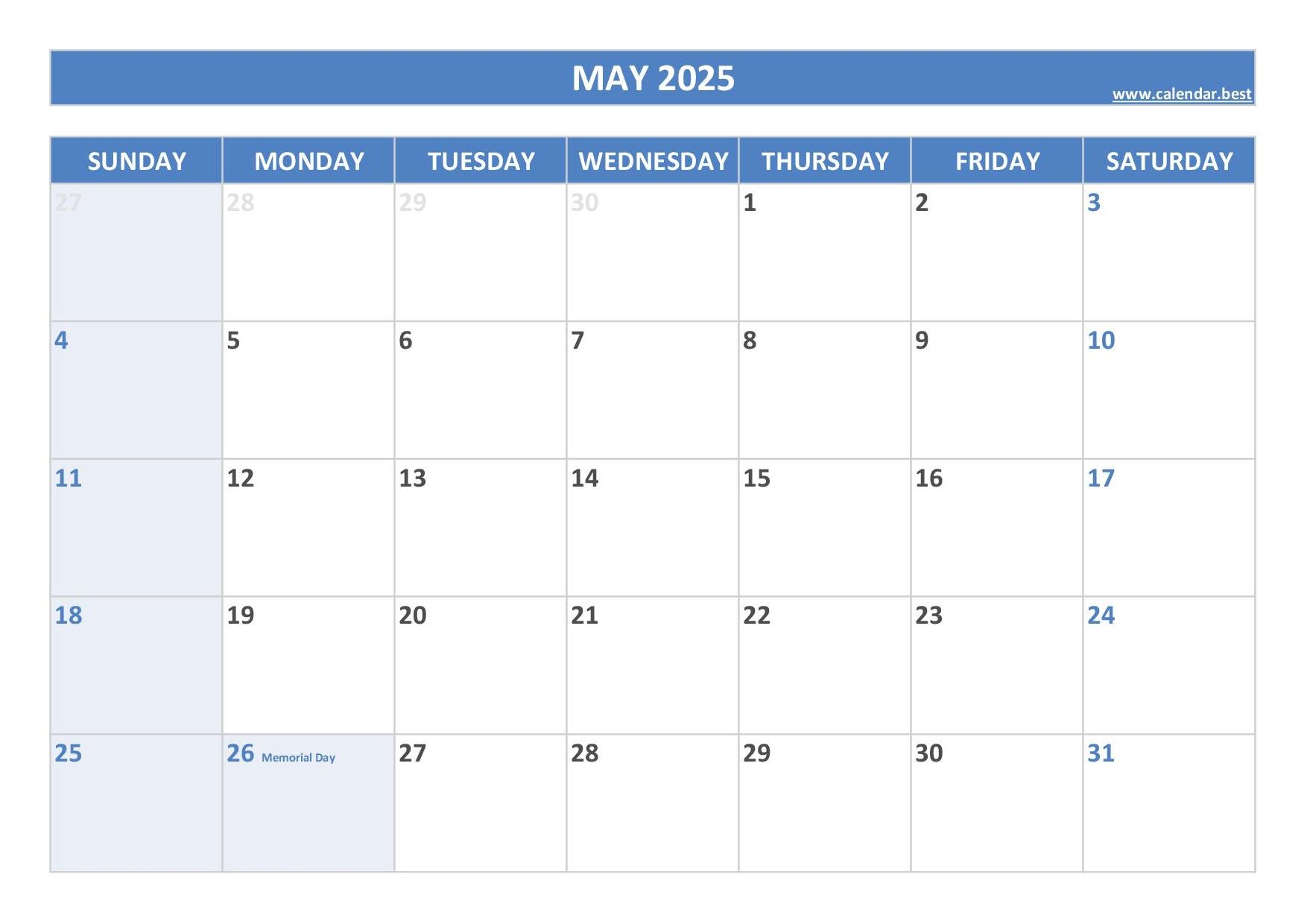2025 Printable Calendar With Usa Holidays