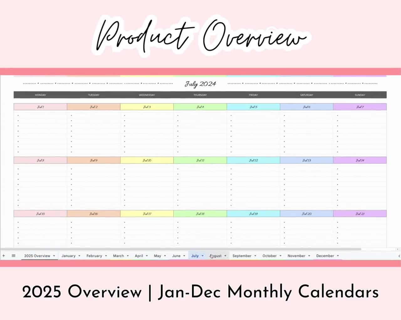 2025 Digital Calendar Spreadsheet Google Sheets Planner Template Editable Calendar Template 2025 Monthly Calendar Cute Planner Spreadsheet Etsy