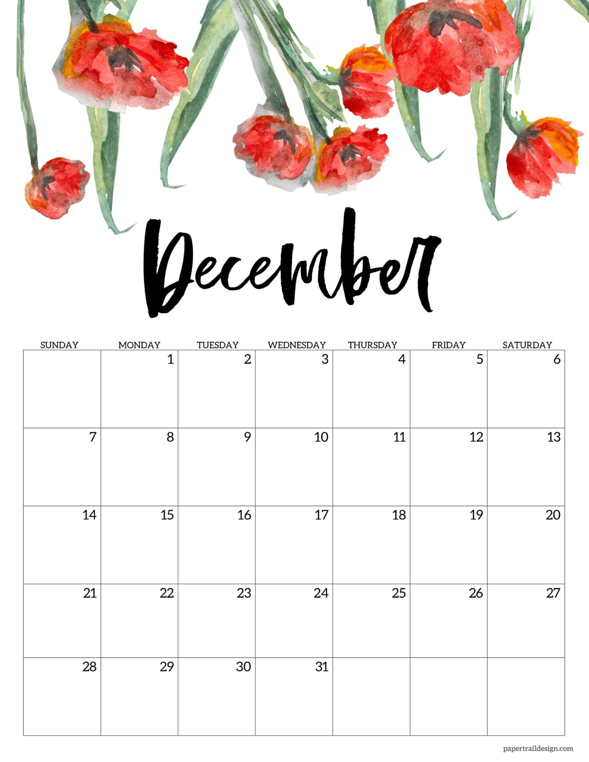 Calendar December 2025 Free Printable