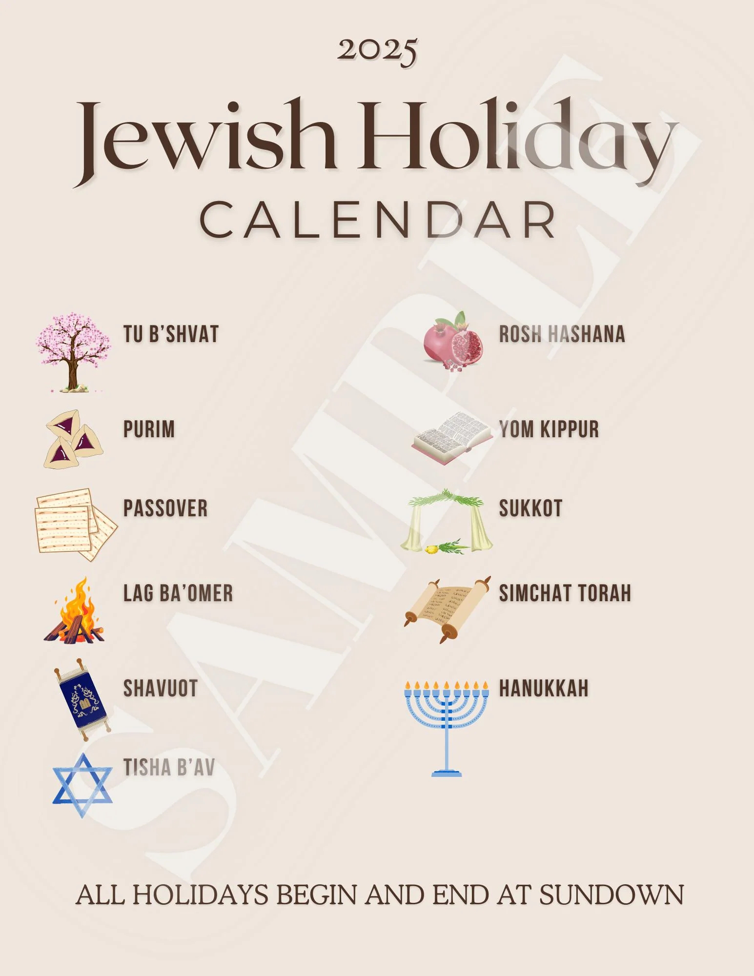 Jewish Calendar 2025 2026 Printable