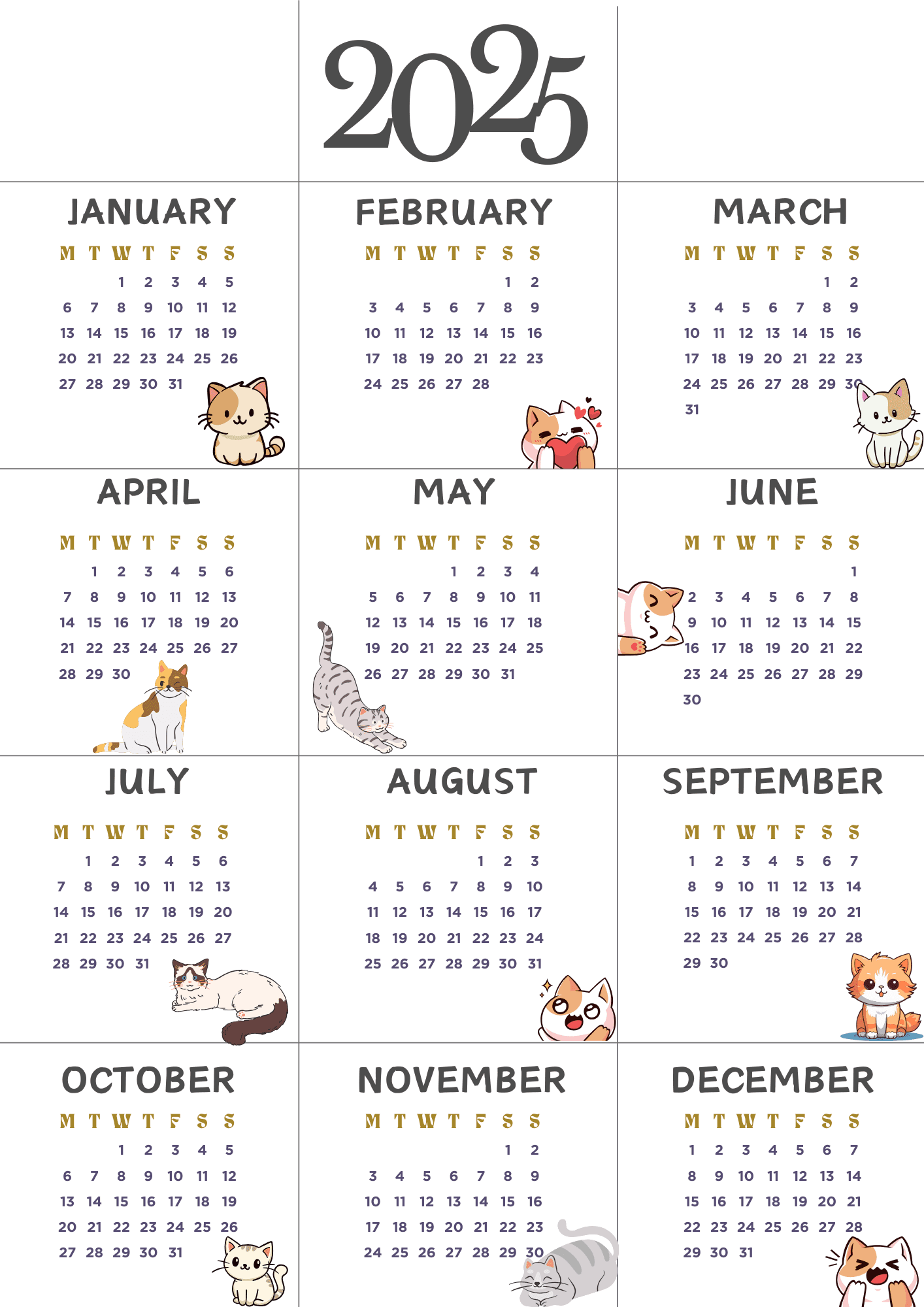 Small 2025 Printable Calendar
