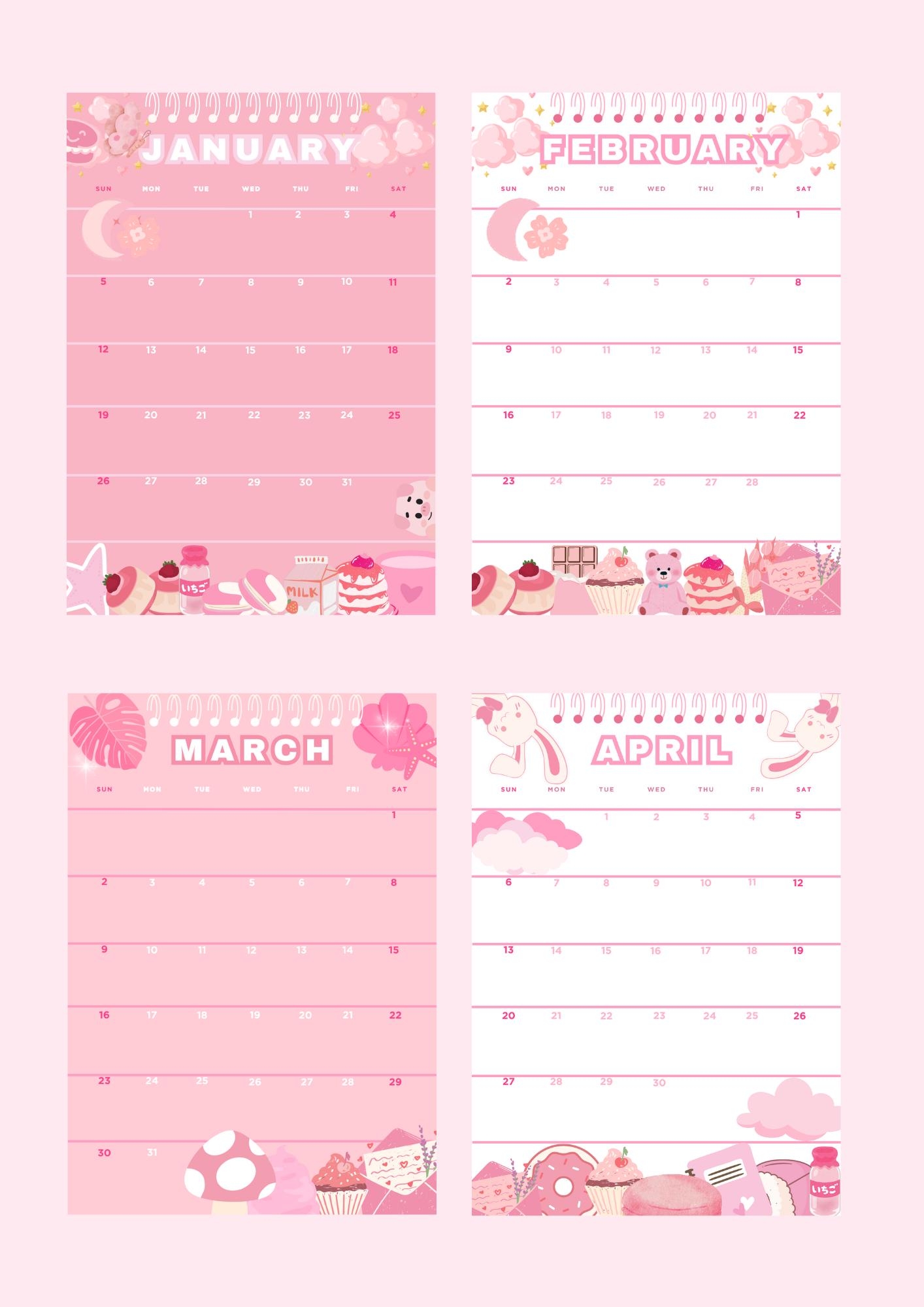 2025 Pink Calendar Cute Pink Calendar 2025 Printable Calendar Pink Calendar Pink And White Calendar 2025 Digital Calendar Etsy
