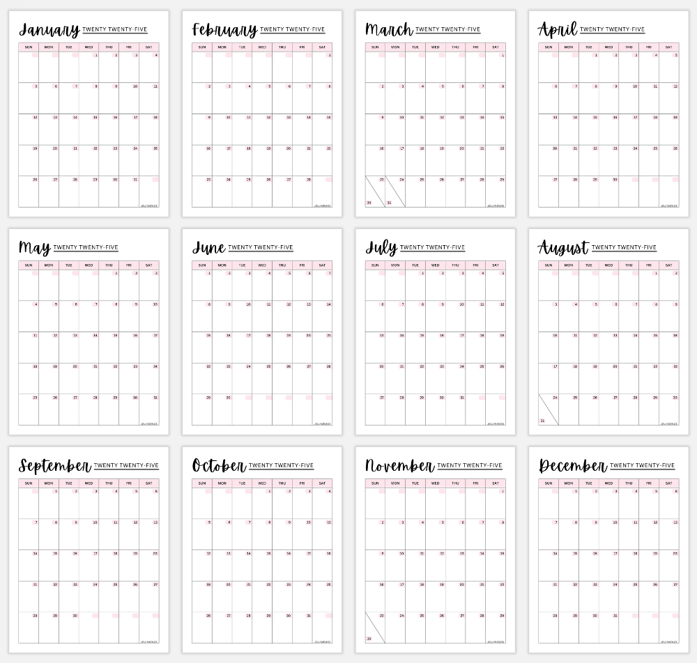2025 Year Calendar Printable