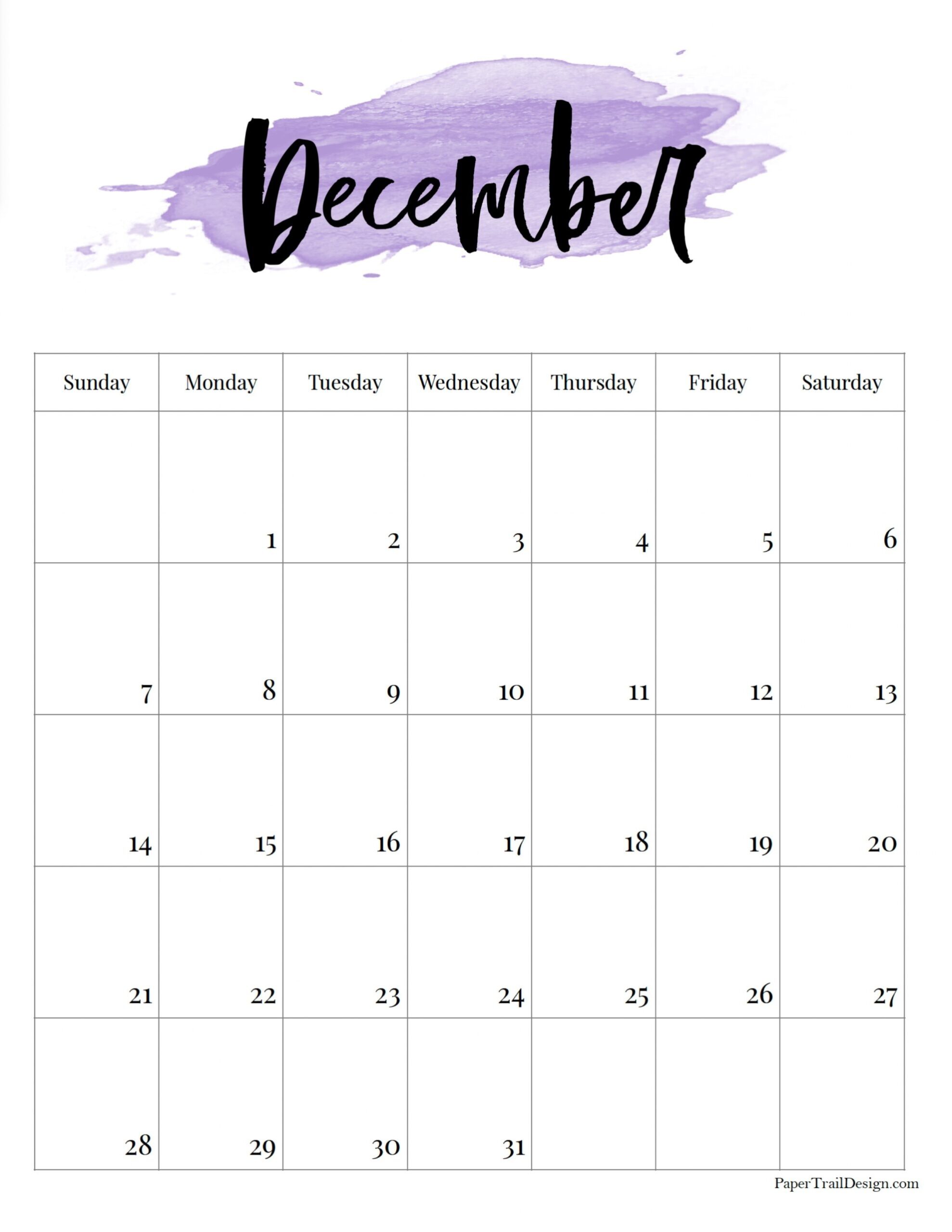 Printable 2025 December Calendars