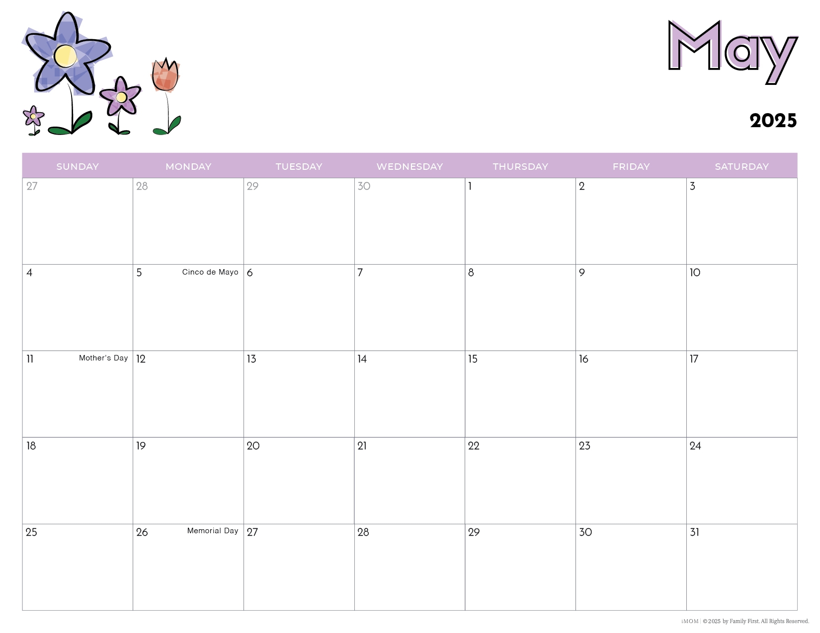 May Printable Calendar