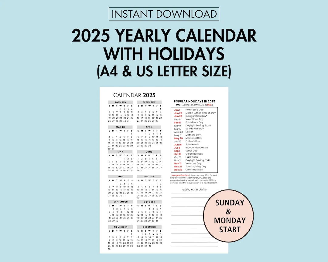 Printable Work Calendar 2025