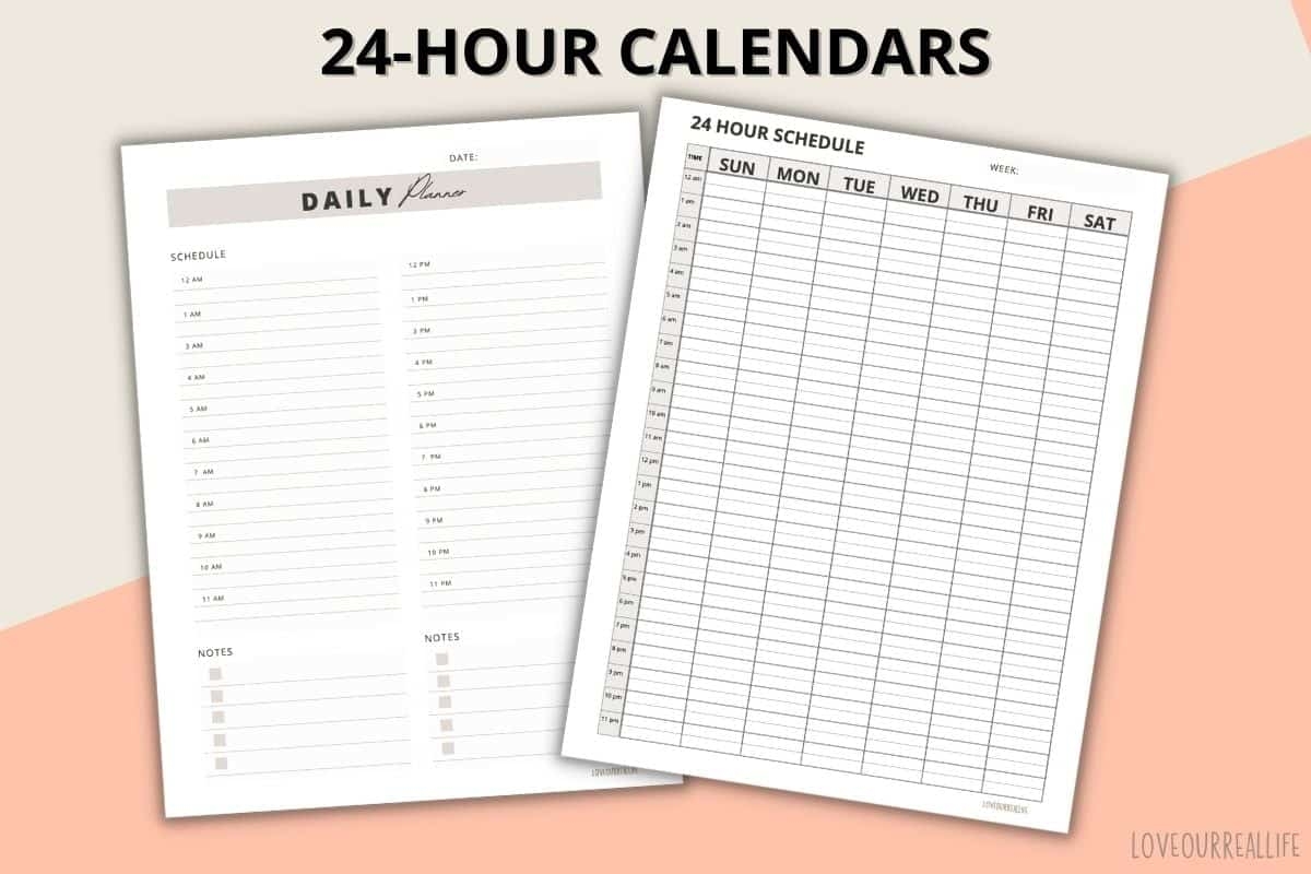 24 Hour Daily Schedule Template 1 Page Layout Printable Love Our Real Life