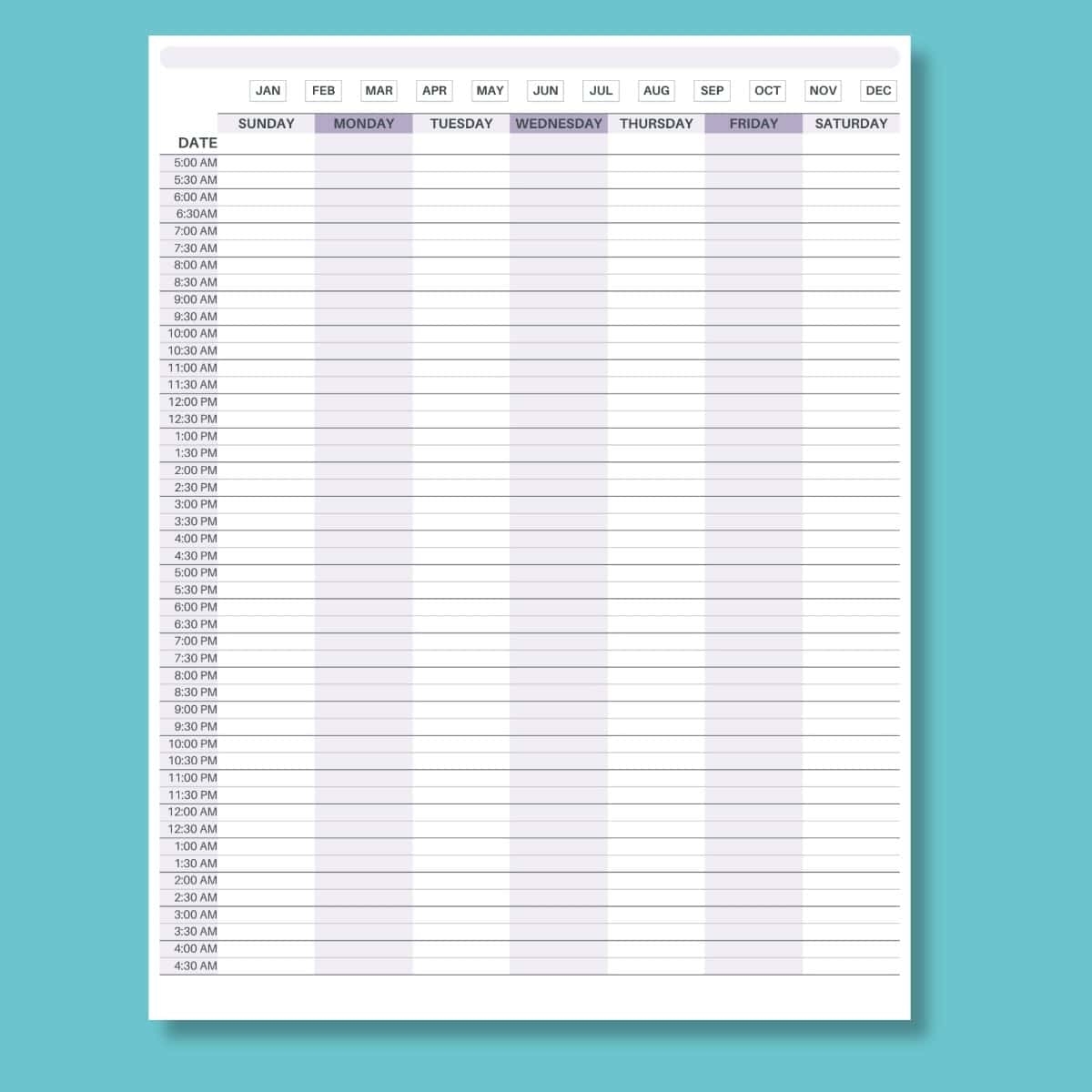 Printable Calendar With Time Slots