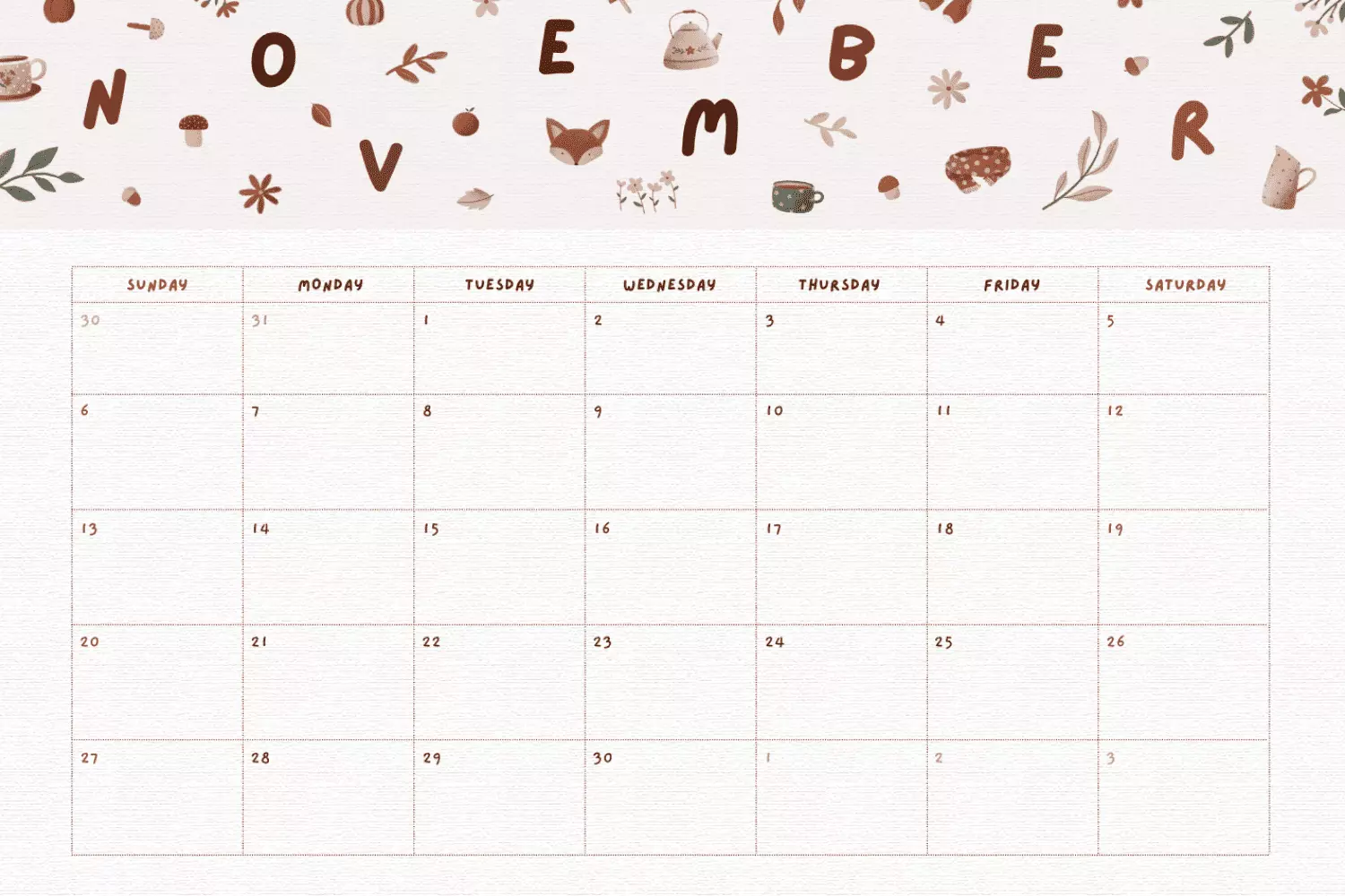 40 Best Printable November Calendar Designs For 2022