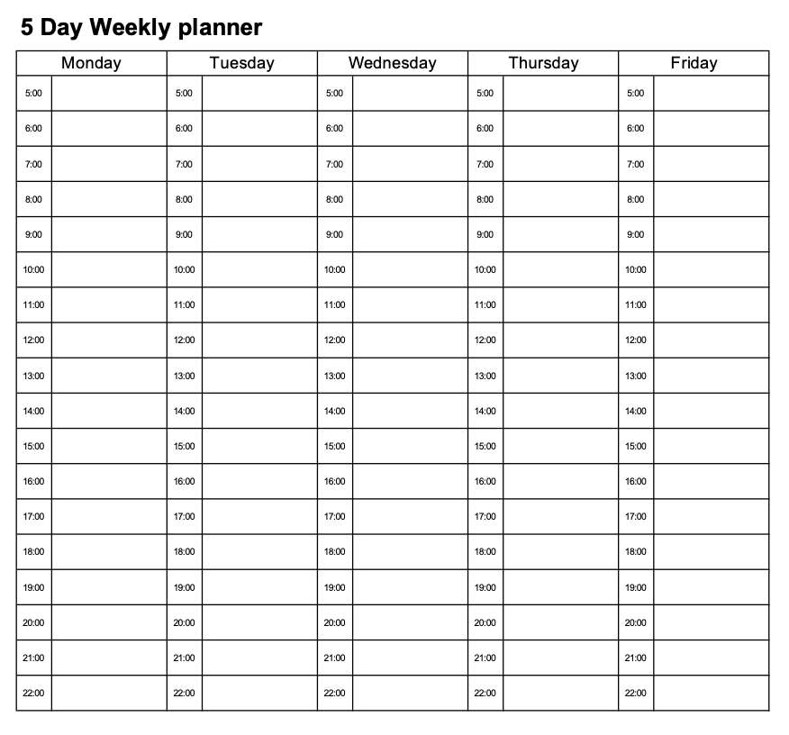 8 free printable time blocking templates excel pdf quidlo