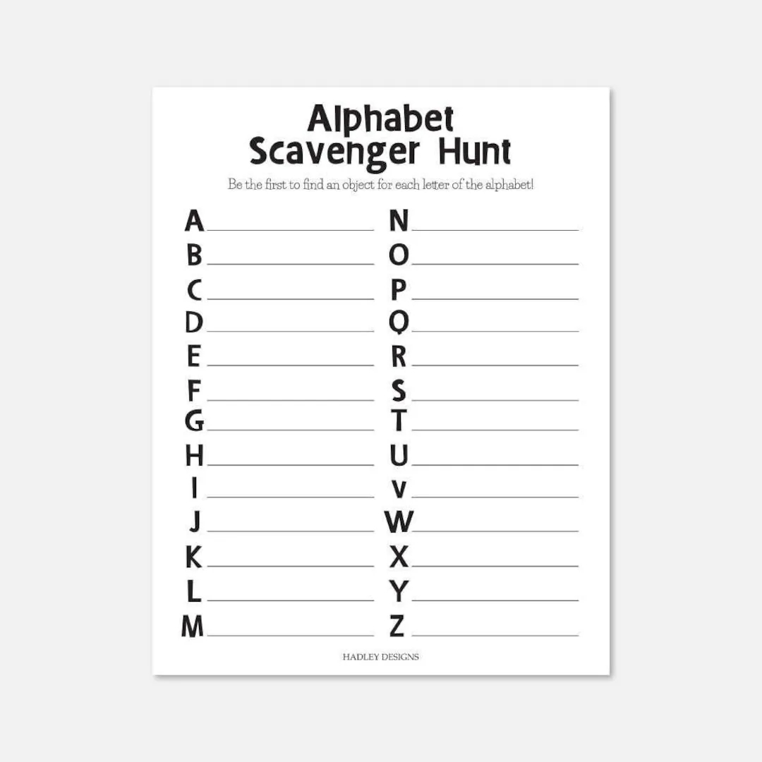 Alphabet Scavenger Hunt Template Learning ABC Game Scavenger Hunt For Kids Printable Scavenger Hunt Template Scavenger Hunt Printable Etsy