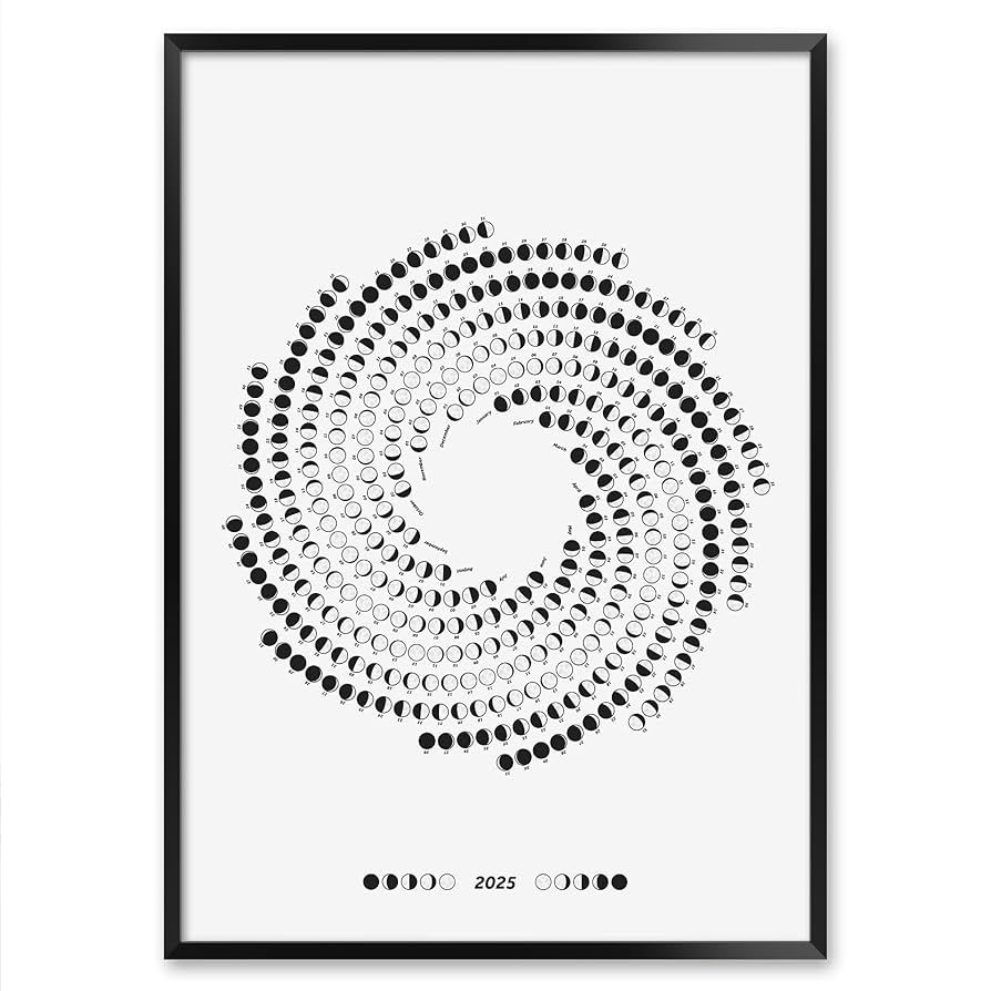 Amazon 2025 Lunar Calendar Print With Moon Phases Single Page Yearly Calendar For Astronomy Enthusiasts And Sky Watchers Office Products