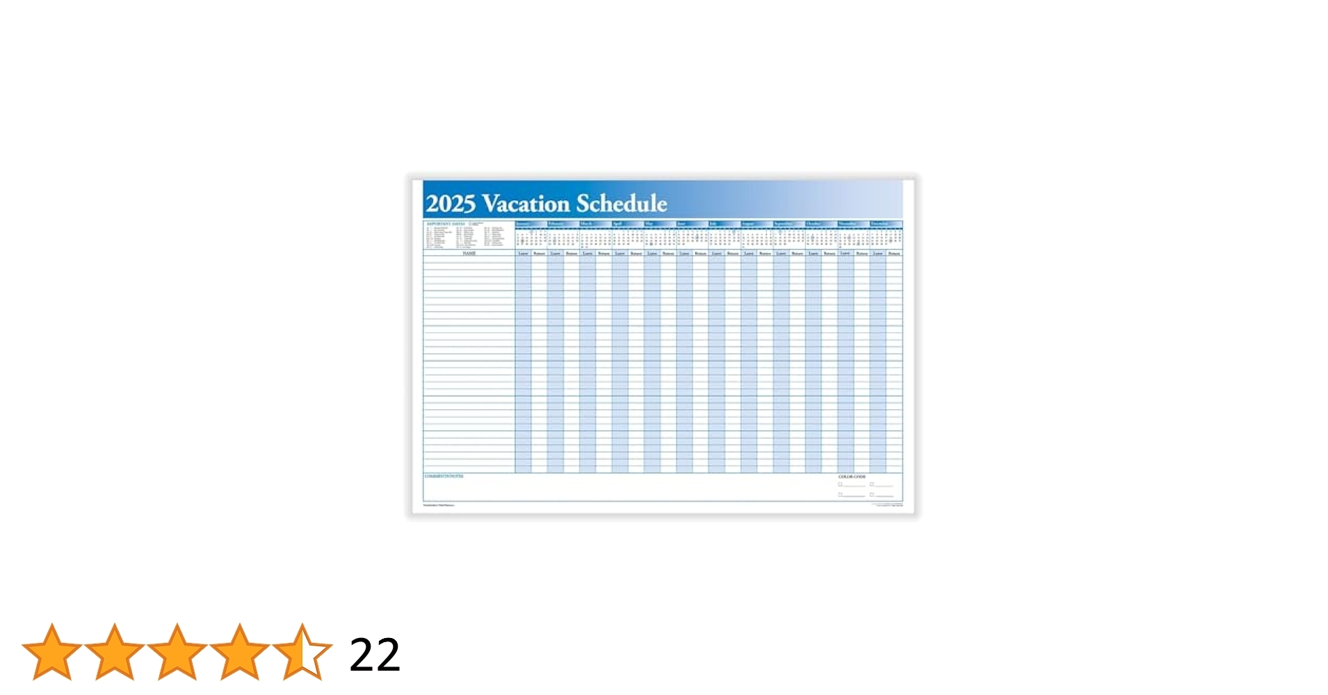 Amazon ComplyRight 2025 Full Vacation Schedule 36 X 24 Office Products