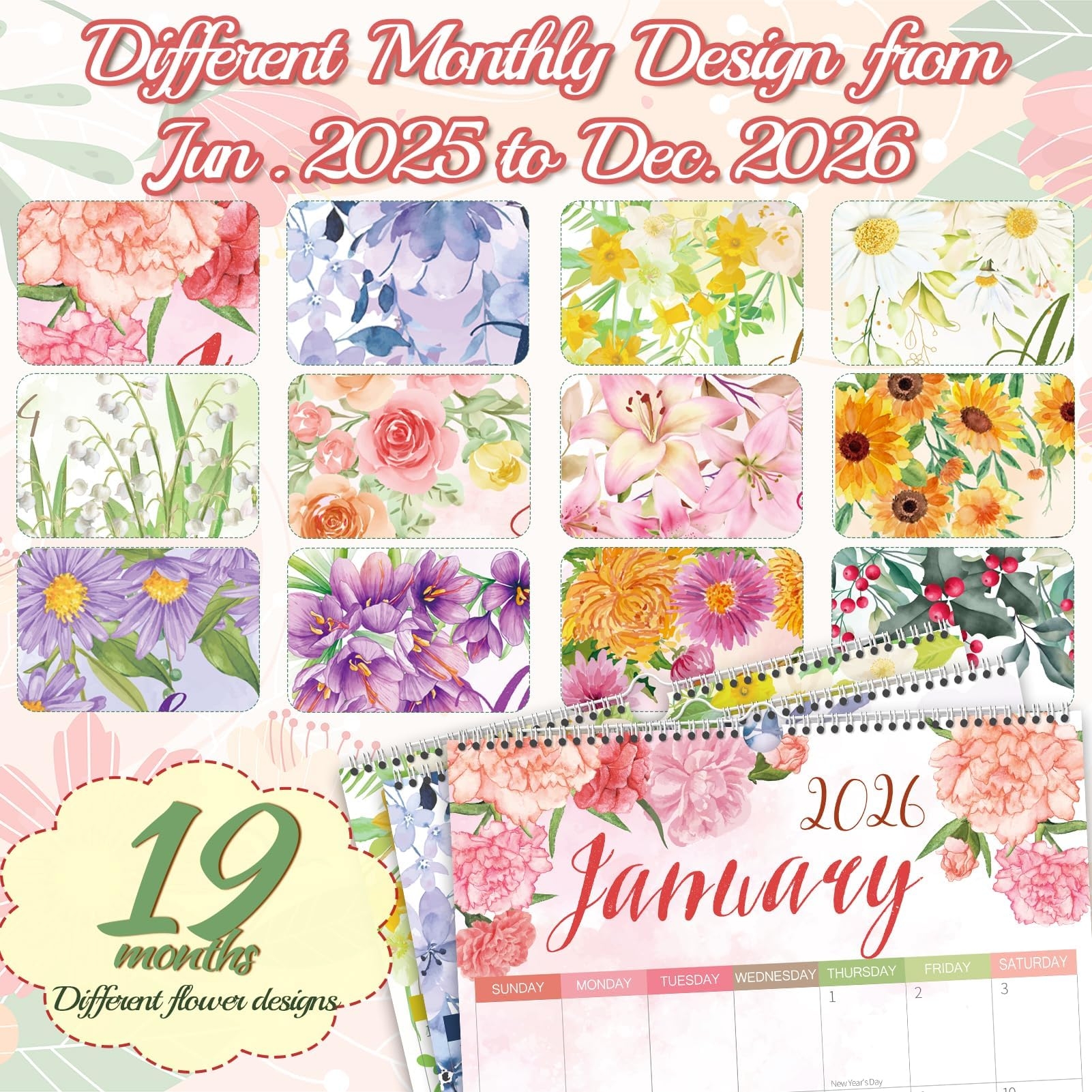 Amazon Guasslee Wall Calendar 2025 26 2025 Wall Calendar 19 Month Academic Desktop PlannerFrom Jun 2025 Dec 2026 14 X 11 Monthly Planner With Corner Protectors Thick Paper For Home School Office Office Products