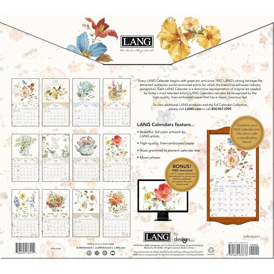Amazon LANG Watercolor Seasons 2025 Wall Calendar 25991002011 Office Products