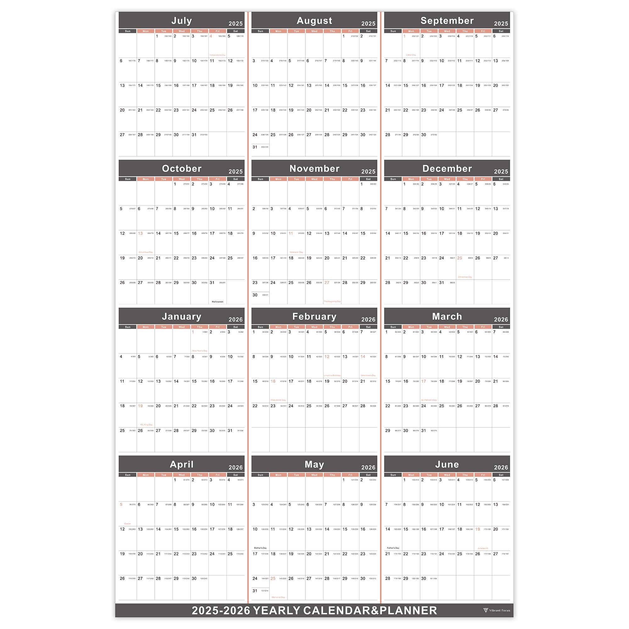 Amazon Vibrant Focus 2025 2026 Yearly Wall Calendar Annual Calendar 2025 2026 2025 2026 Yearly Wall Calendar Planner With Thick Paper July 2025 June 2026 X Large 34 7 X 22 8 2025 2026 Yearly Planner 2025 2026 Yearly Wall Calendar 