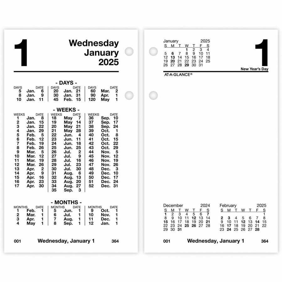 At A Glance Financial Desk Calendar Refill Standard Julian Dates Daily 12 Month January 2026 To December 2026 1 Day Double Page Layout 3 1 2 X 6 