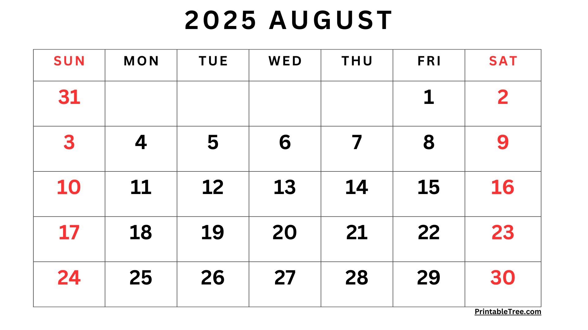 Printable August Calendar With Holidays