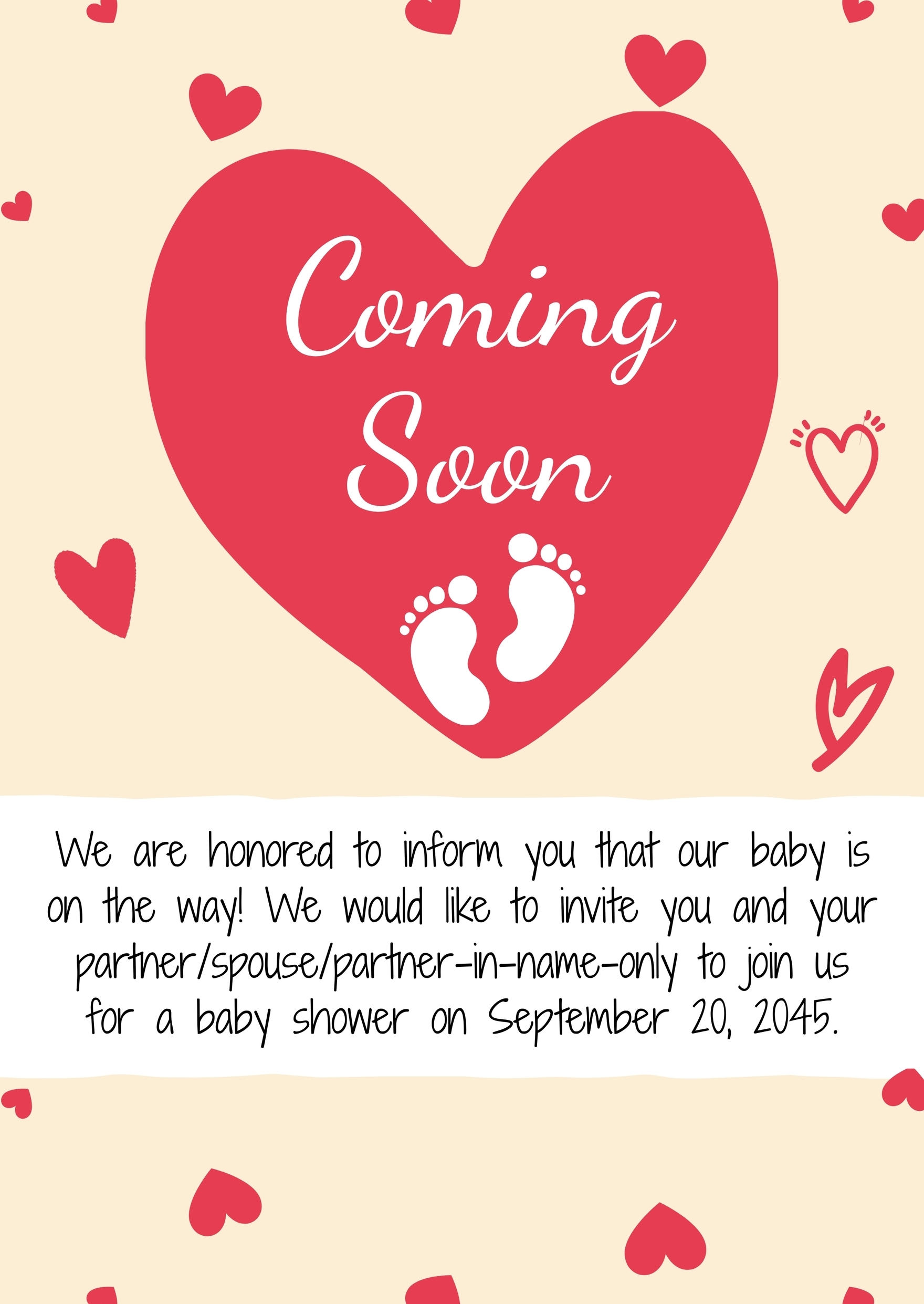 Baby Coming Soon Announcement In Illustrator Pages PSD Word Publisher Google Docs Download Template