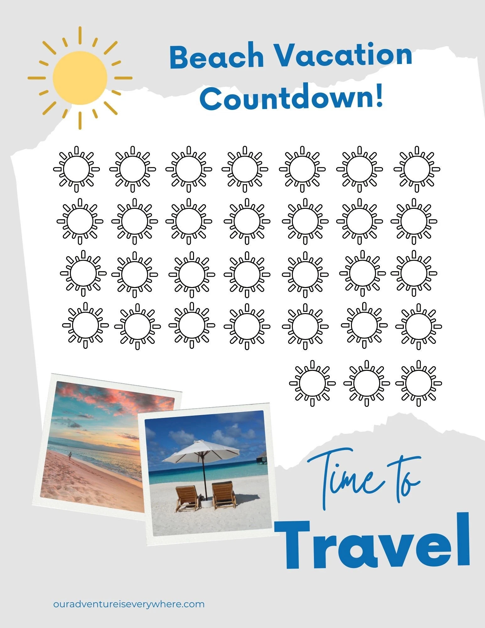 Beach Vacation Countdown Printable Etsy