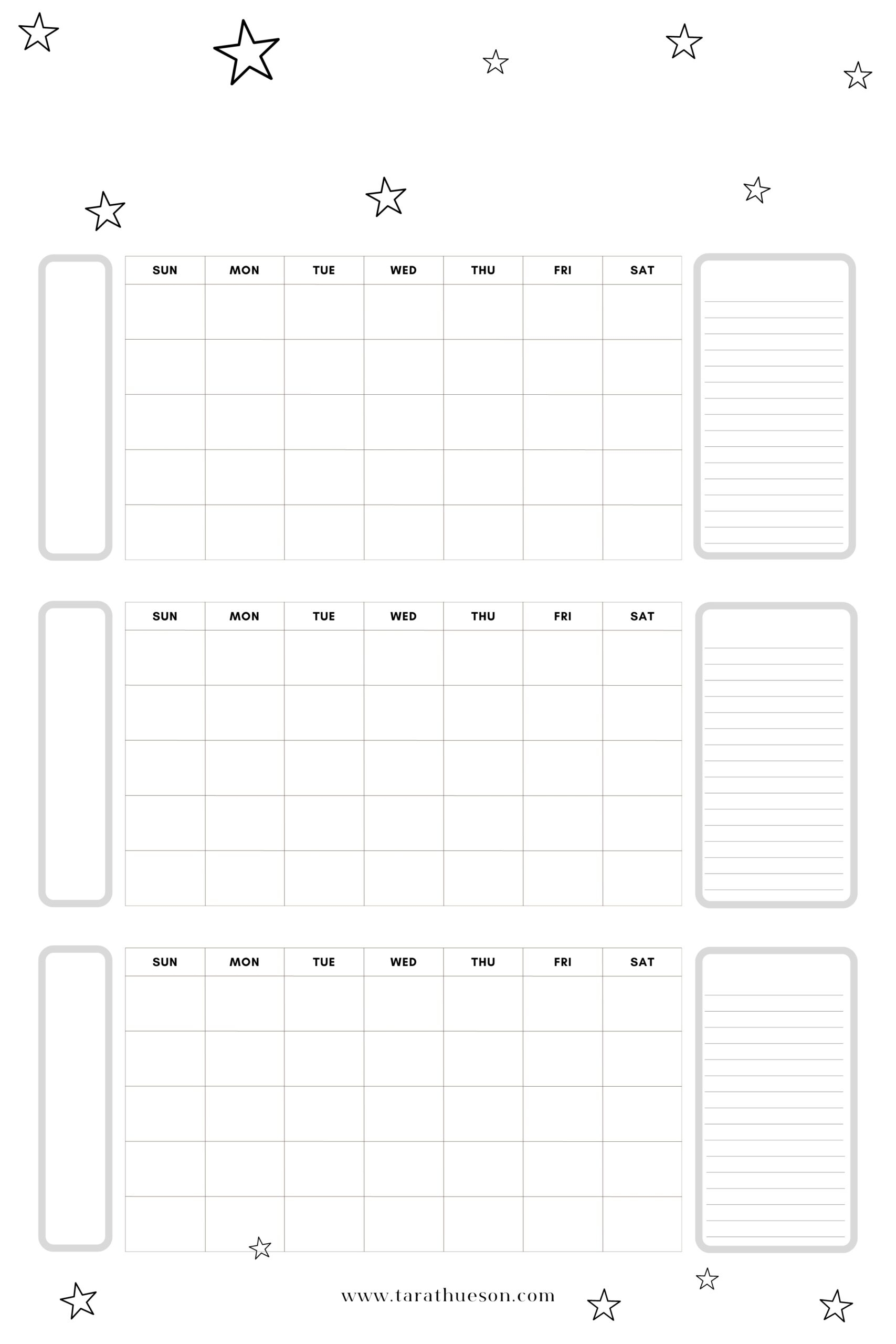 Blank Calendar Free Printable Tara Thueson