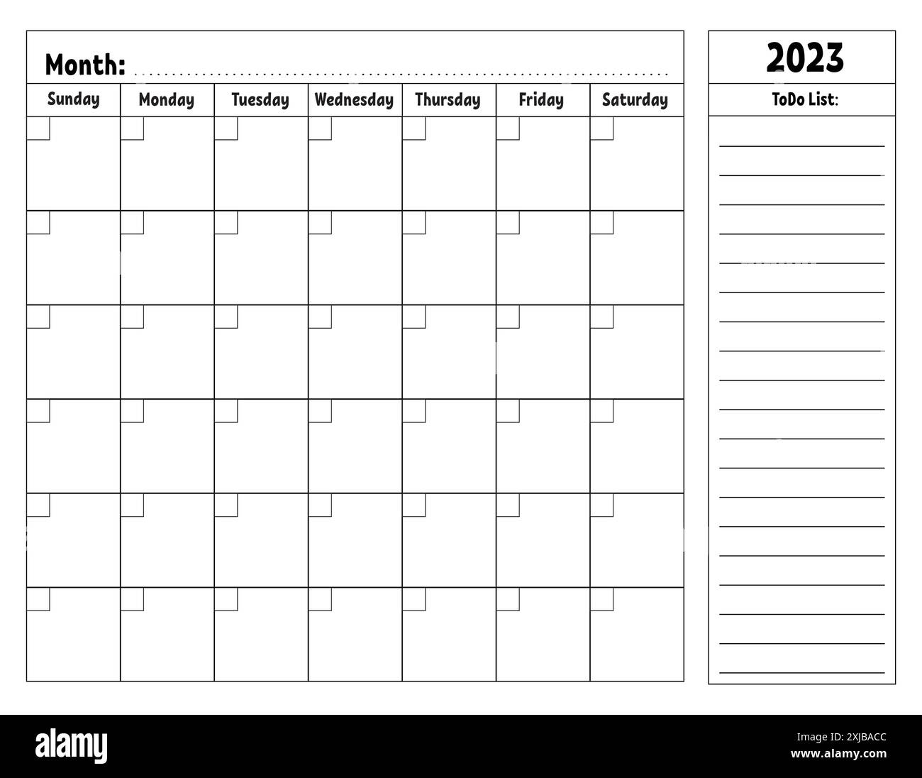 Blank Calendar Template For One Month Without Dates Colorful Design With A Cute Character Vector Illustration Stock Vector Image U0026 Art Alamy