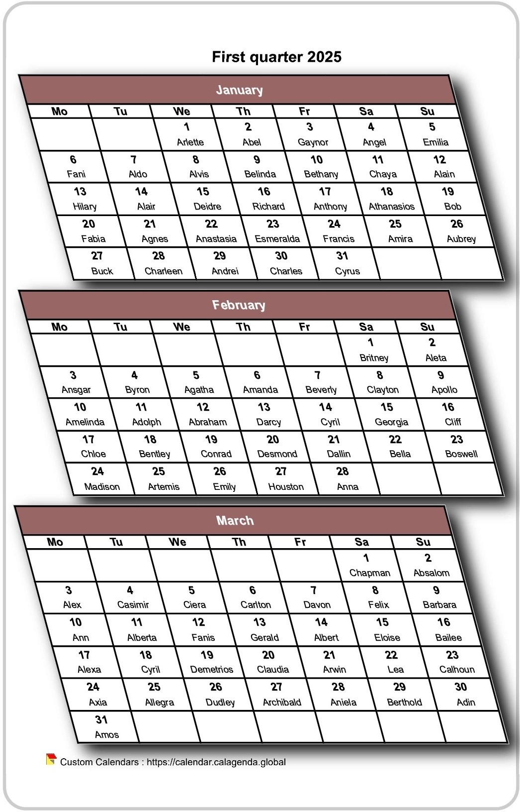 Calendar 2025 Quarterly 3D