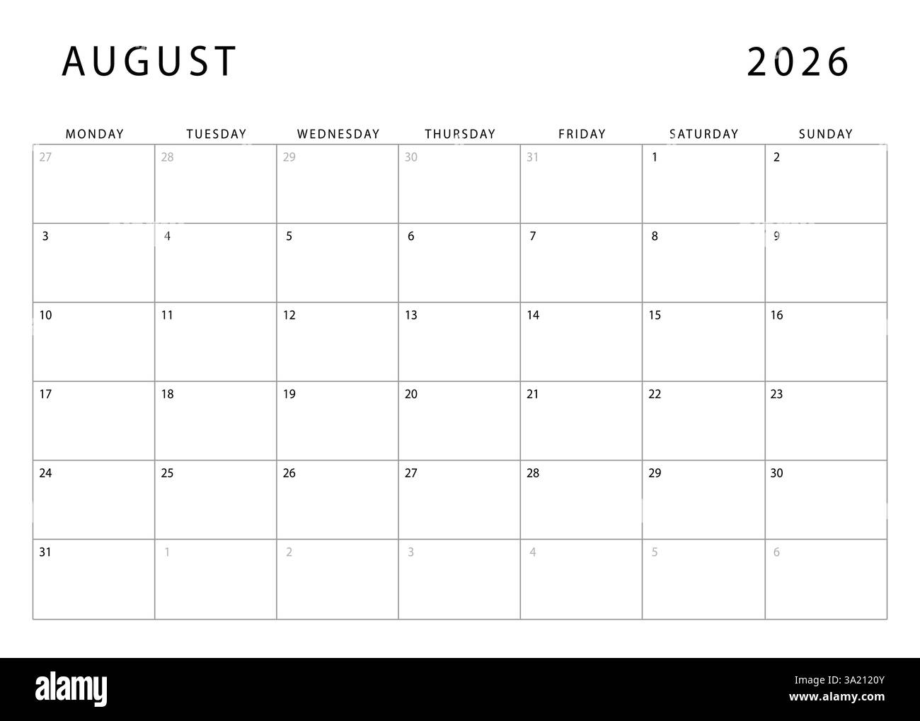 Calendar 2026 Black And White Stock Photos Images Alamy