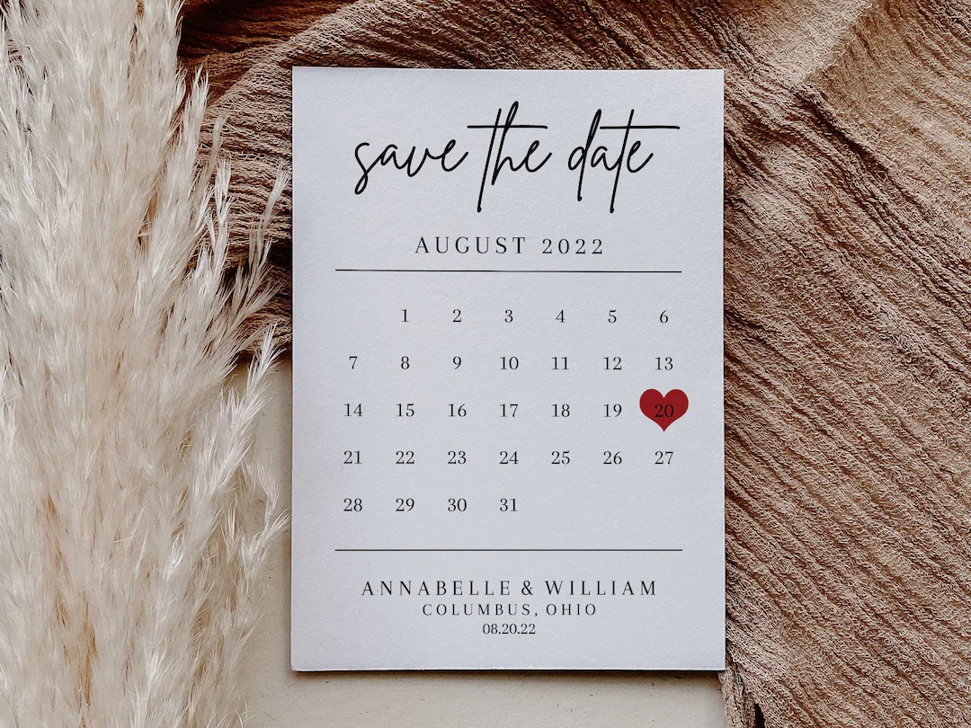 Calendar Save The Date Printable Wedding Save The Date Template Wedding DIY Instant Download Editable Template Simple Minimalist AD01 Etsy
