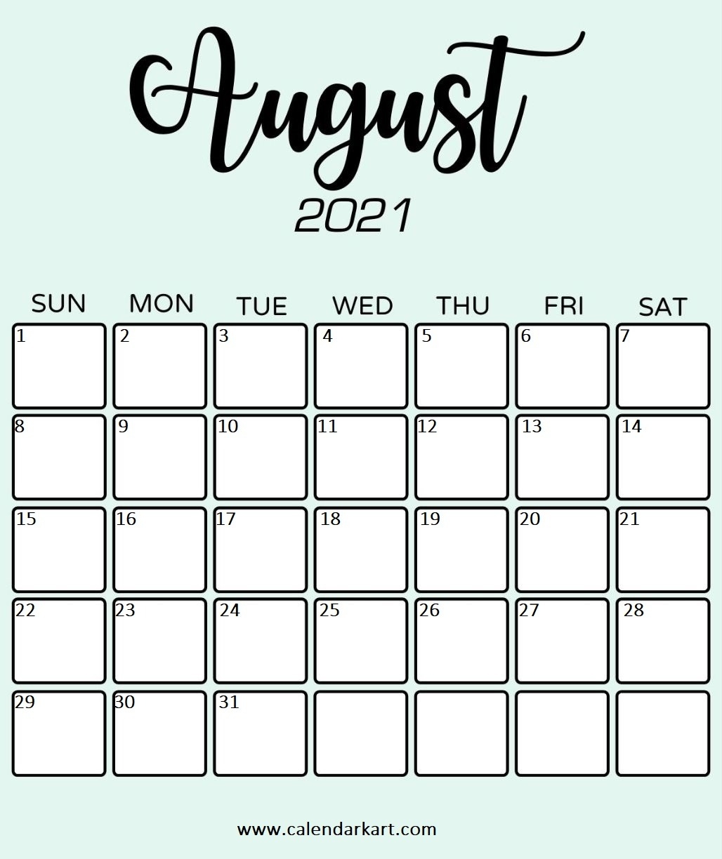 Printable Calendar With Large Boxes