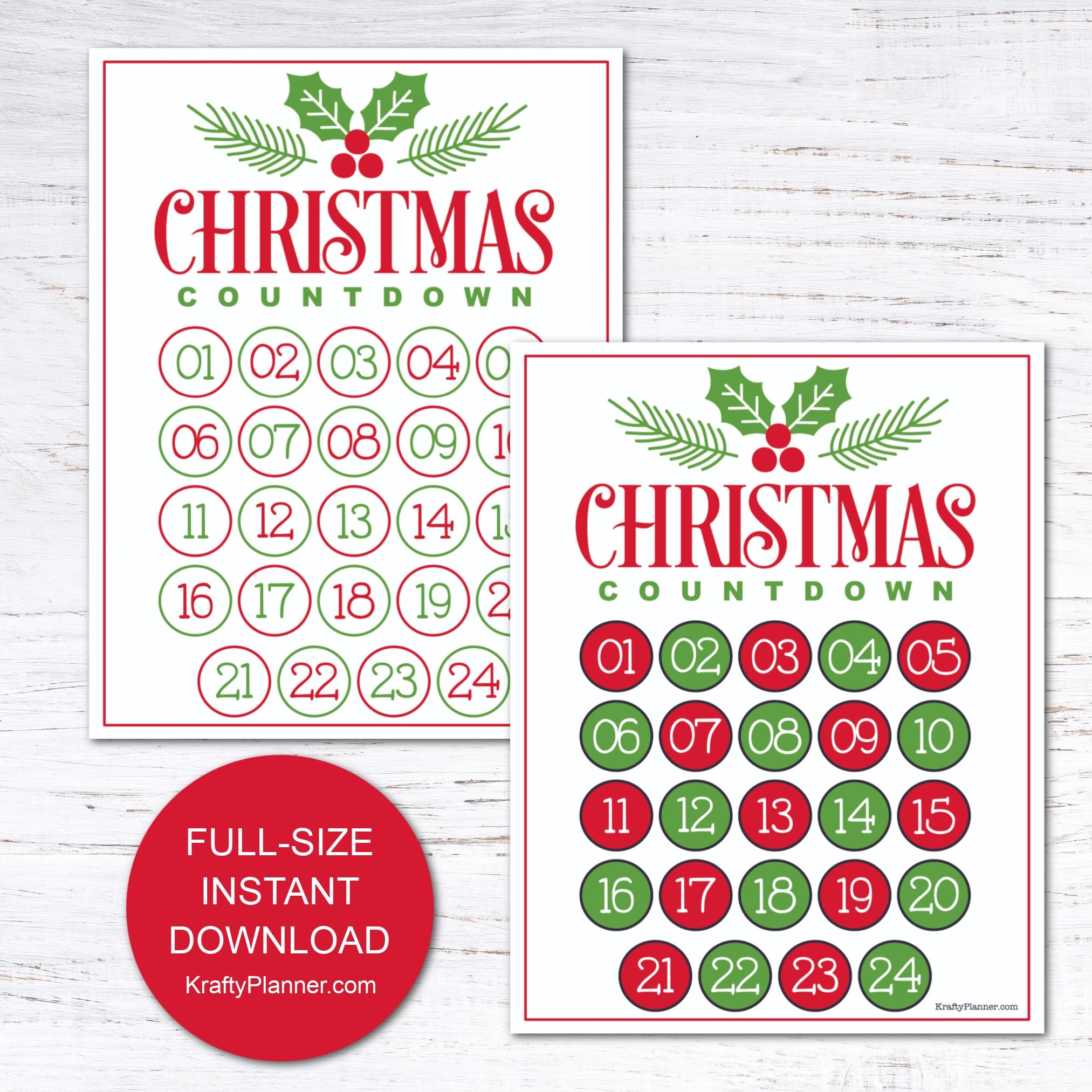 Christmas Calendar Free Printable