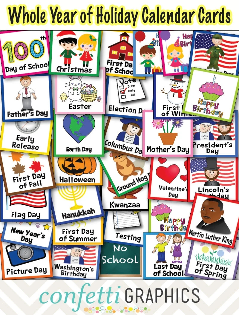 Classroom Calendar Cards For The Entire Year Includes A Fillable Page Of Birthday Calendar Cards Great For Teachers Calendar Time 36 Cards Etsy