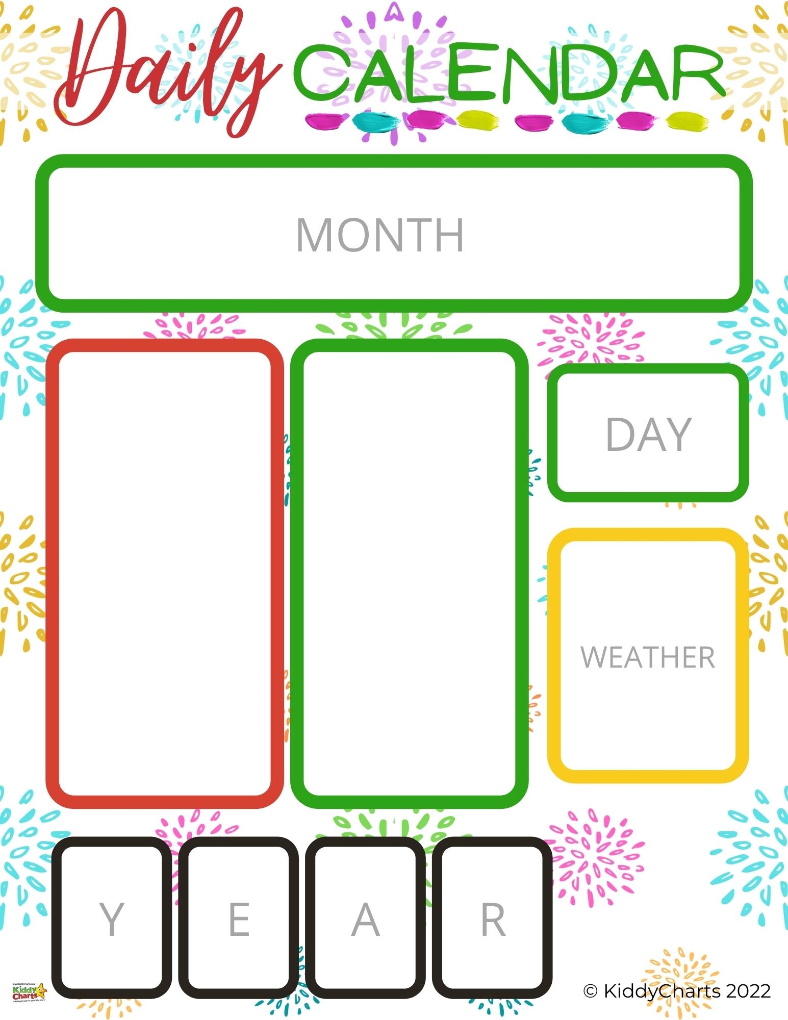 DIY Printable Wall Calendar KiddyCharts Shop