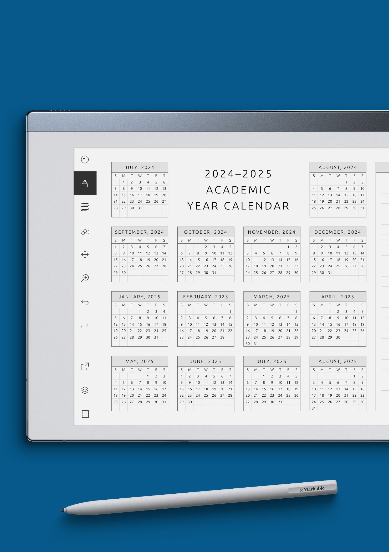 Download Printable Academic Year Calendar Template PDF