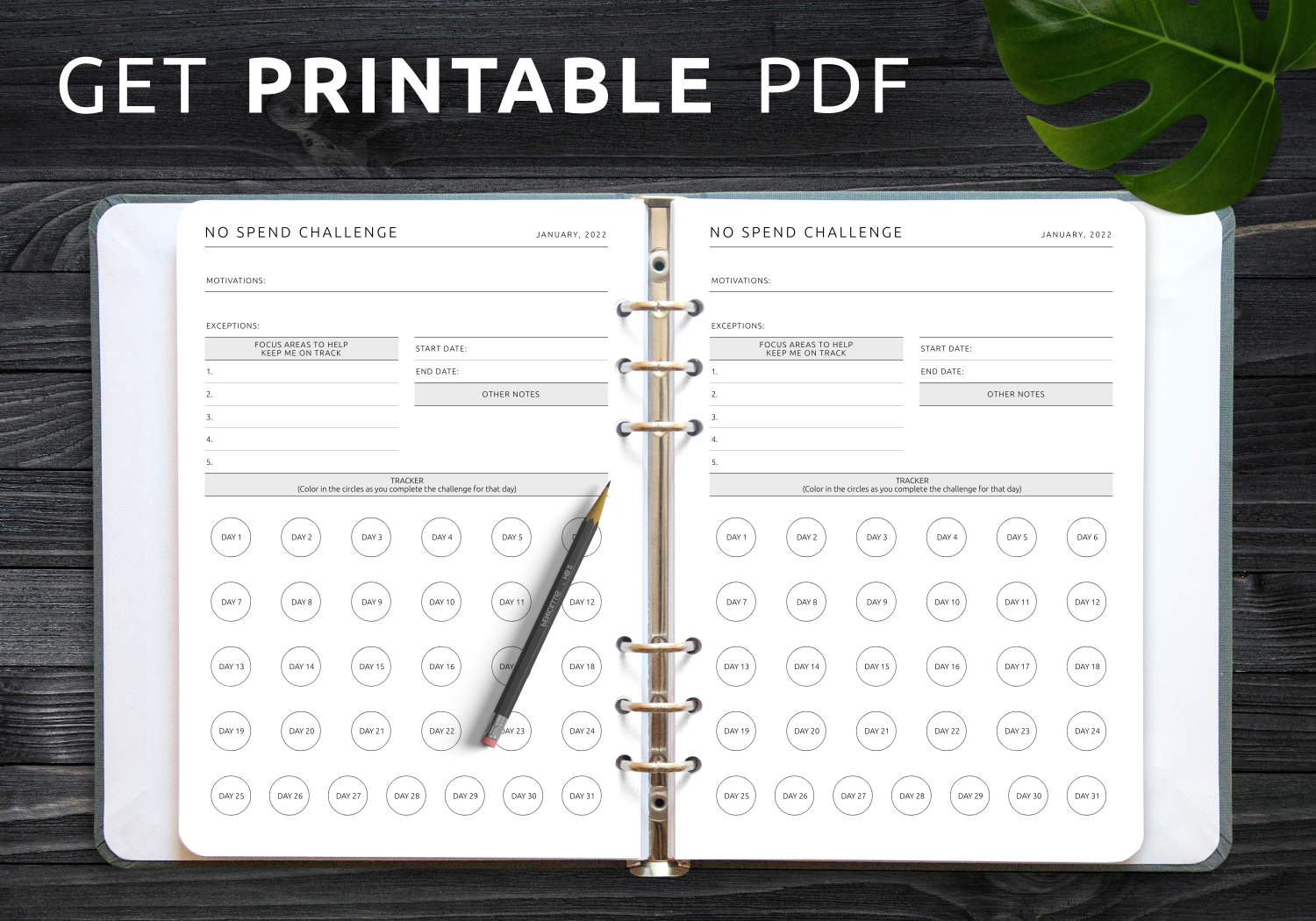 No Spend Calendar Printable Free