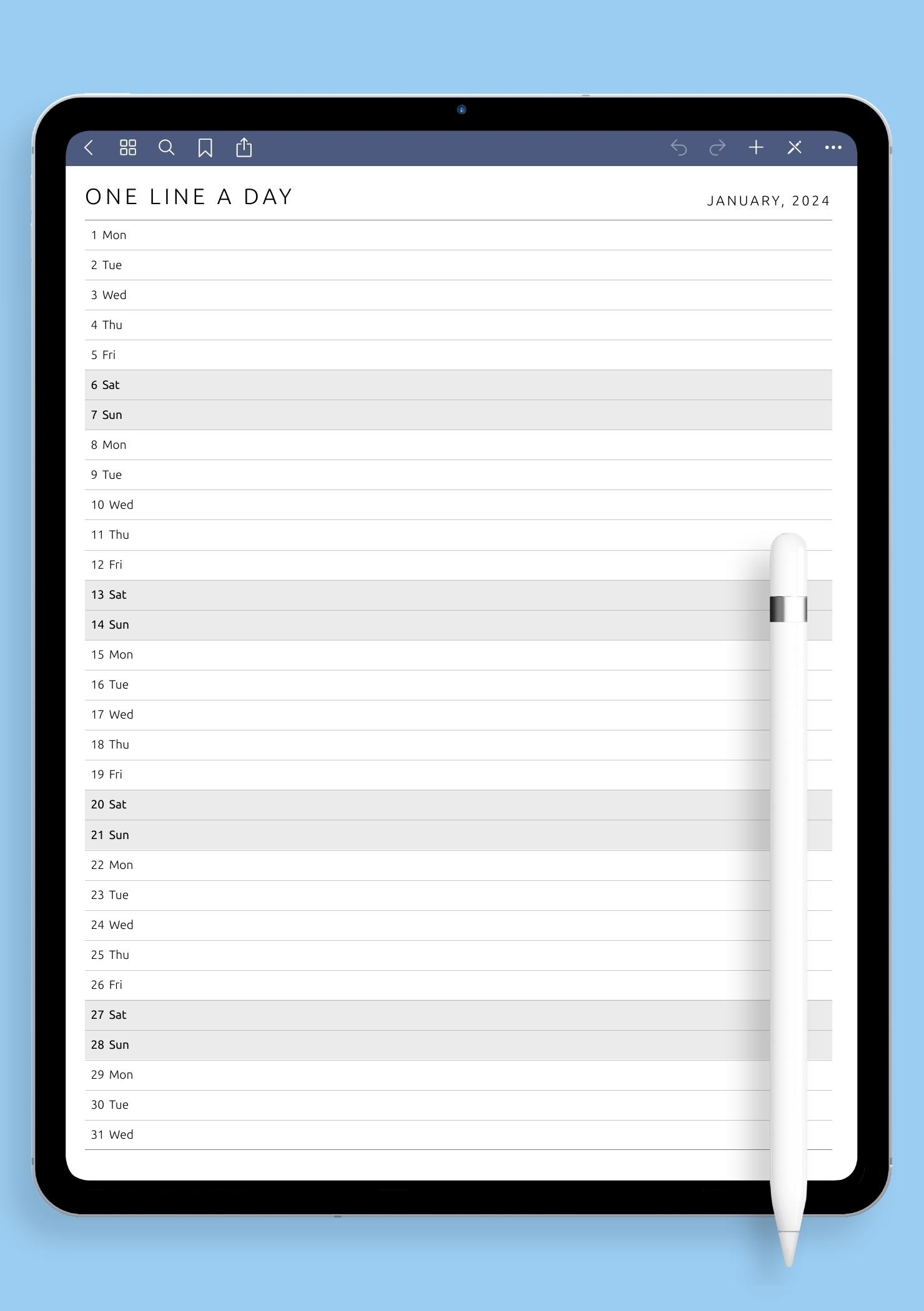 One Month Blank Calendar Printable