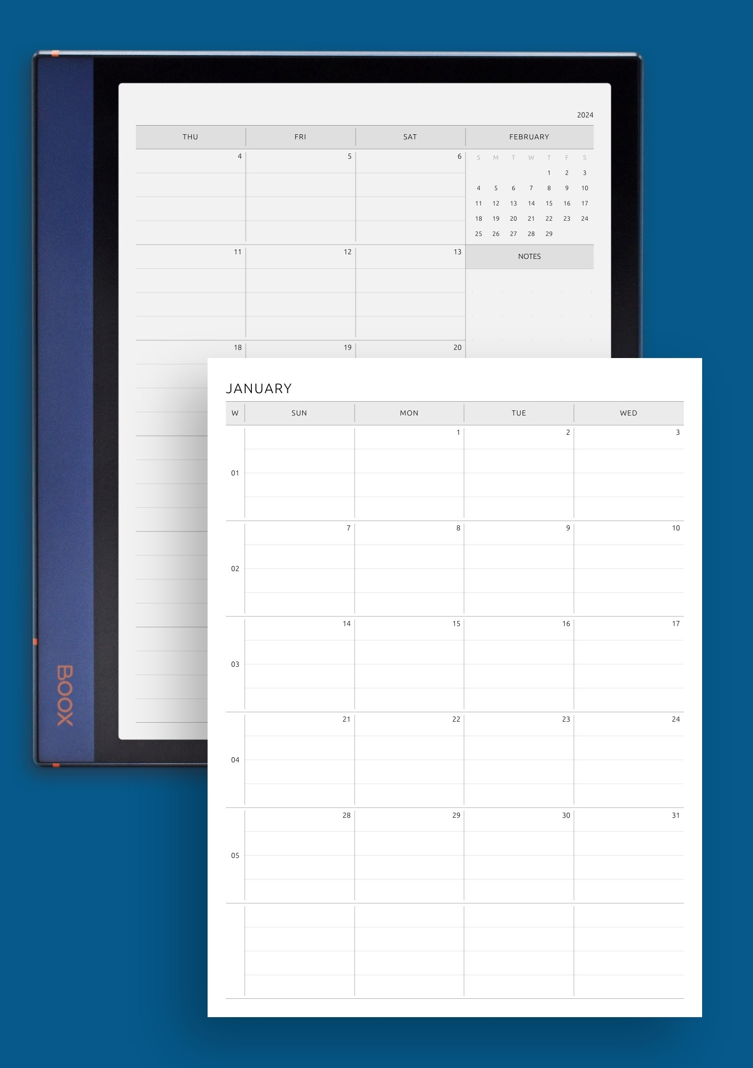 Double Sided Blank Calendar Pages Printable