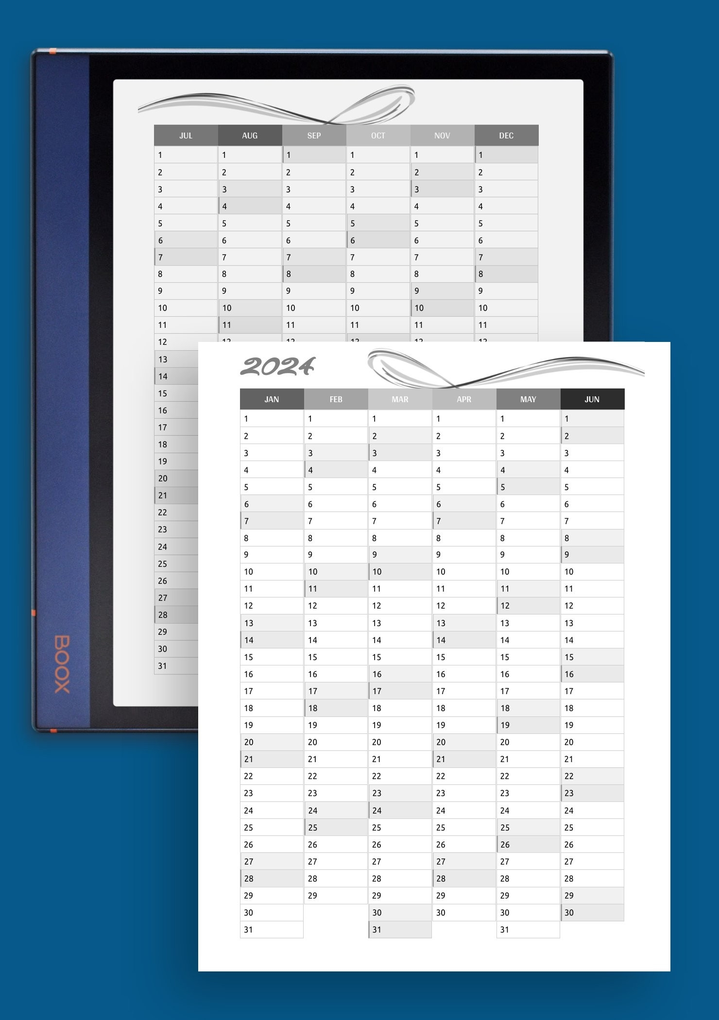 Download Printable Two Pages Vertical Calendar PDF