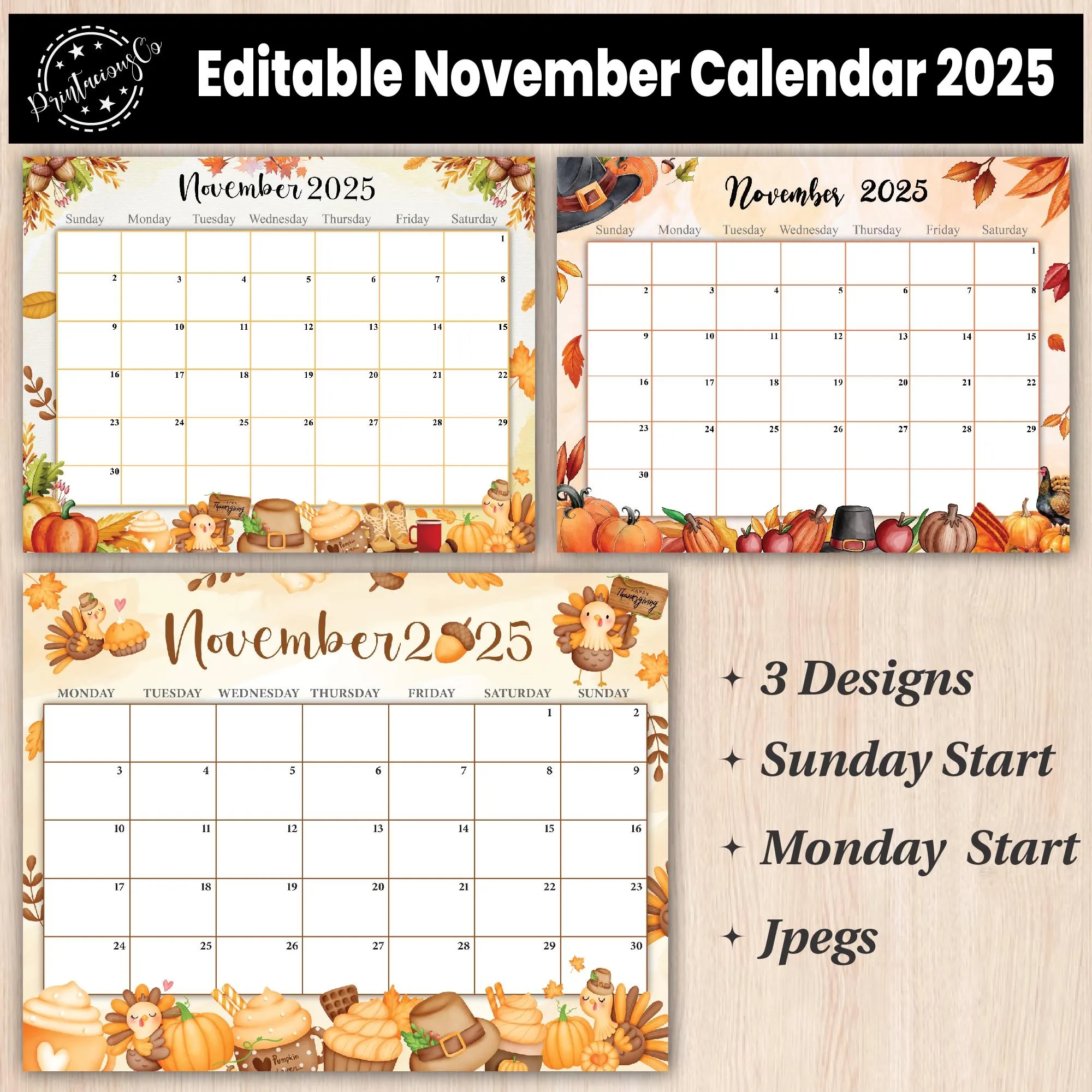 Free Printable Nov 2025 Calendar