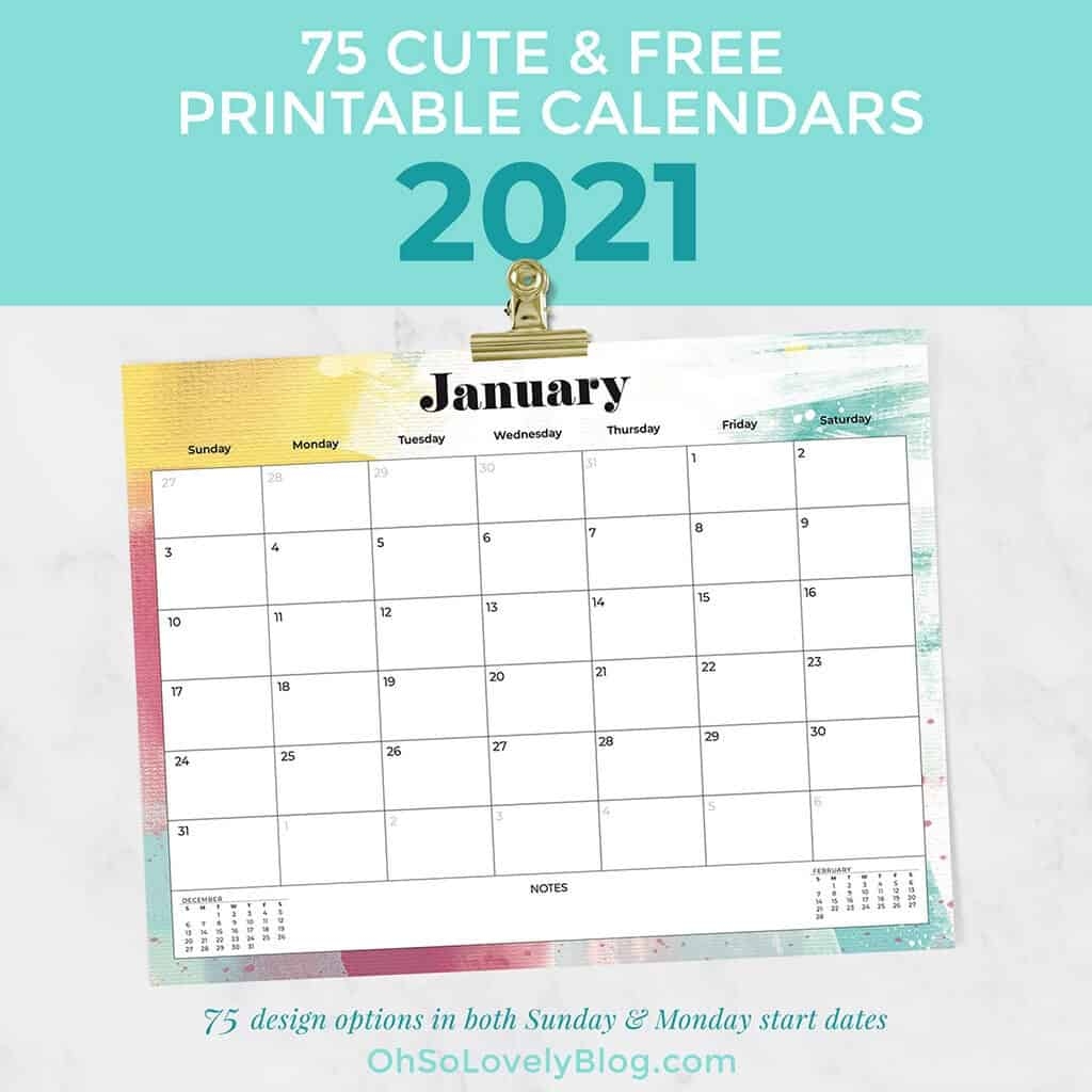 Free 2021 Calendars 75 Beautiful Designs To Choose From 