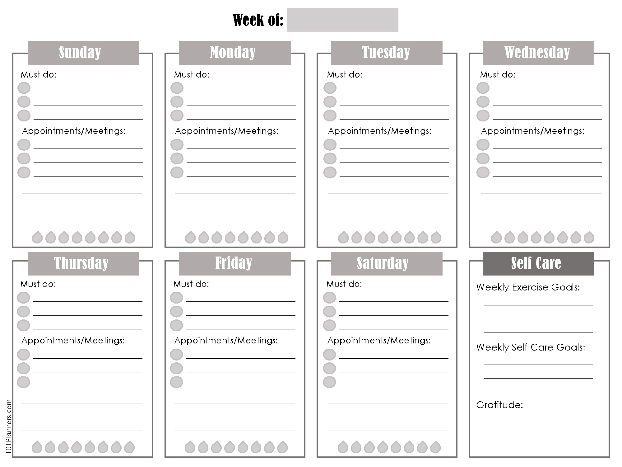 Weekly Calendar Printable Pdf Free Download