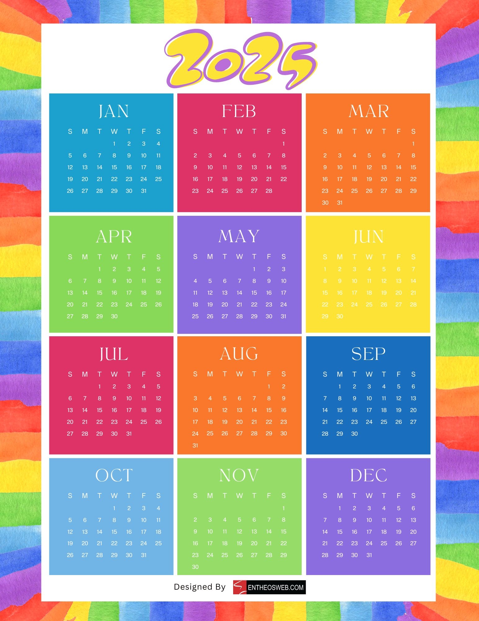Free 2025 Calendars EntheosWeb