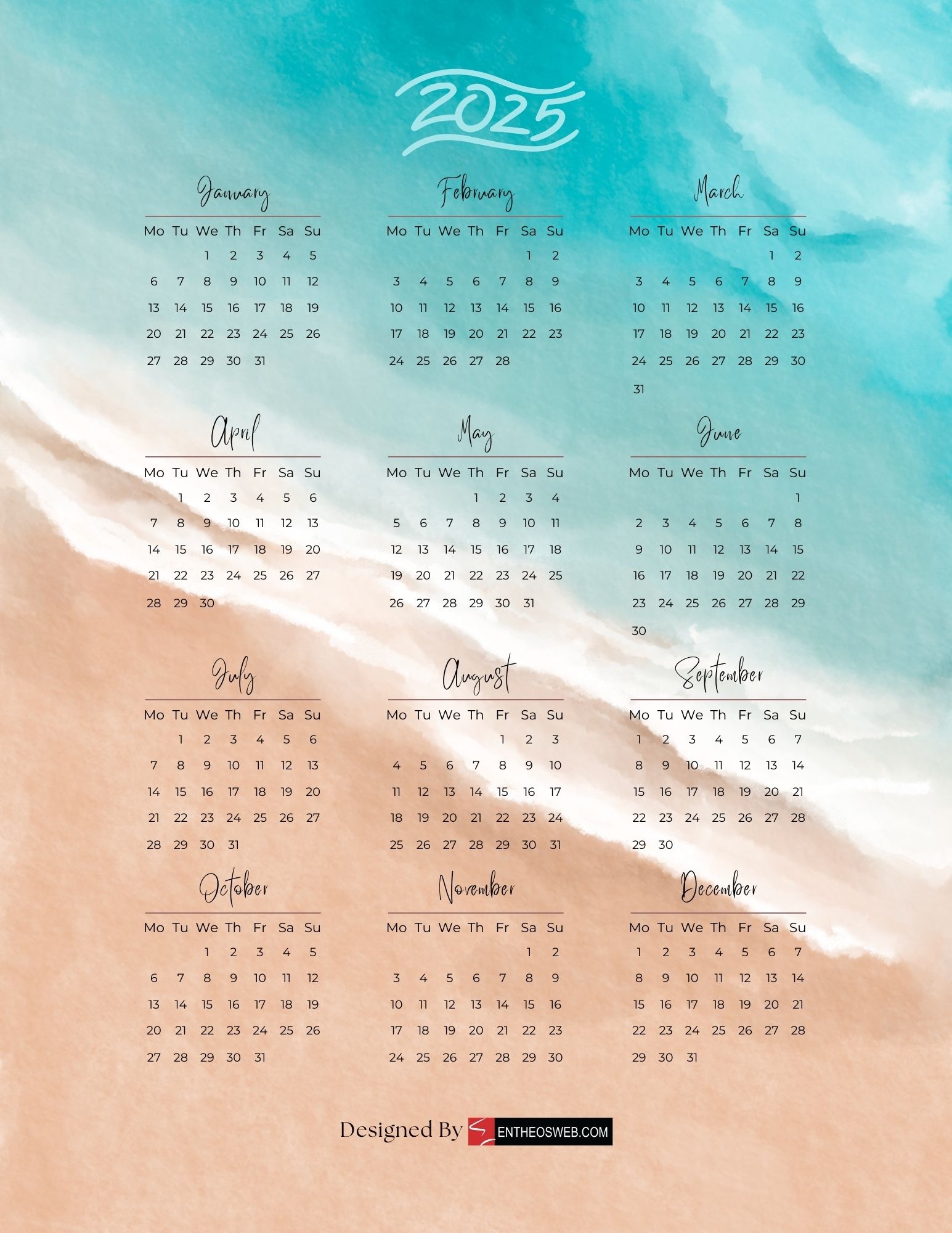 Free 2025 Calendars EntheosWeb
